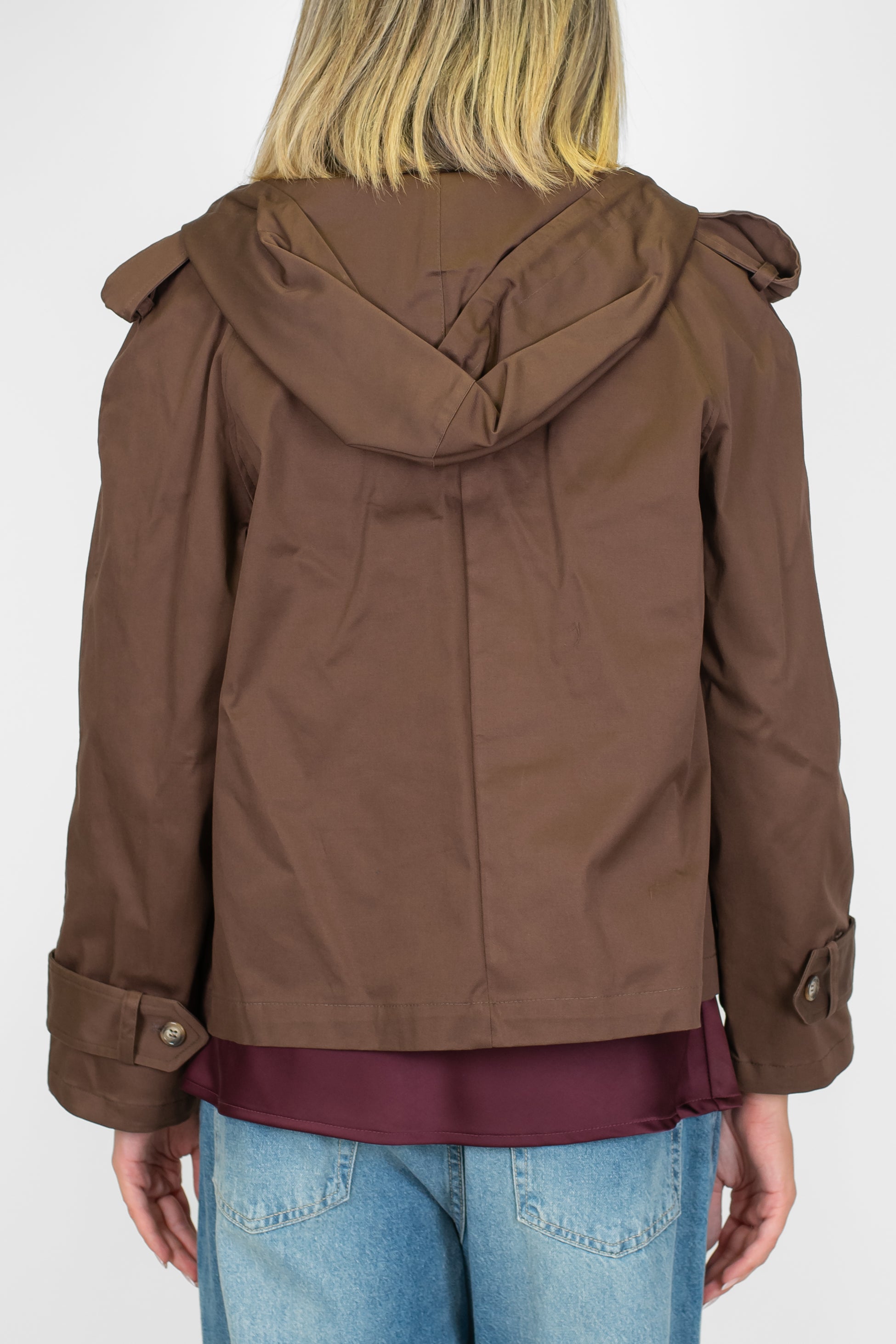 Motel - Trench corto doppiopetto con cappuccio e lacci