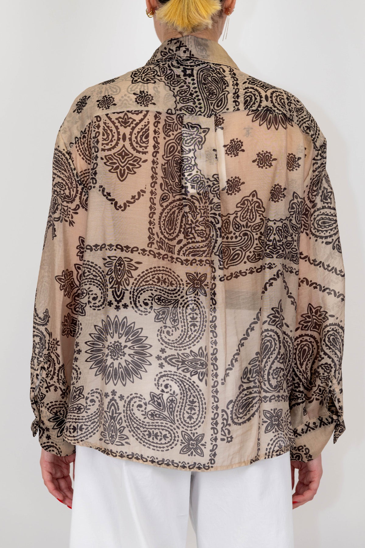 Haveone - Camicia fantasia etnica in lyocell con frange