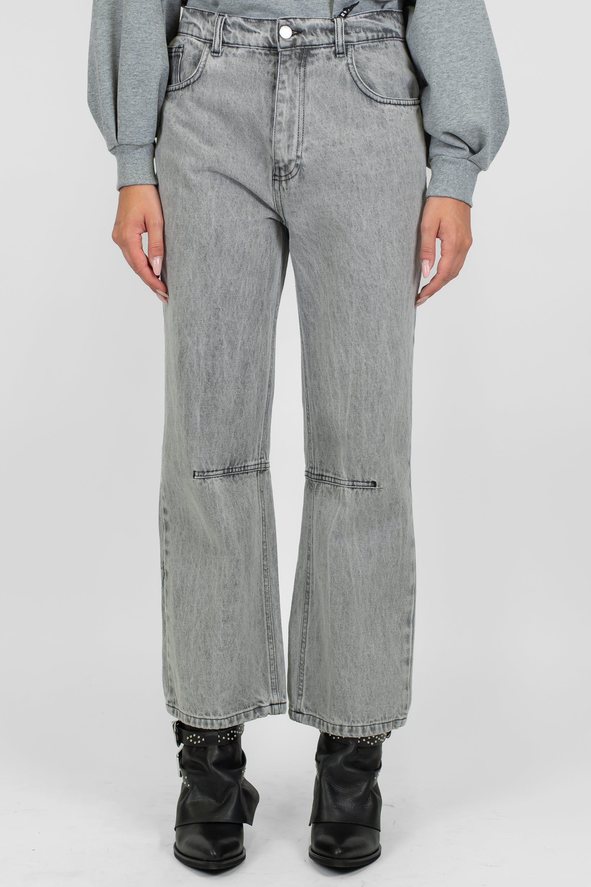 Haveone - Jeans regular lavaggio scuro con cucitura sul ginocchio