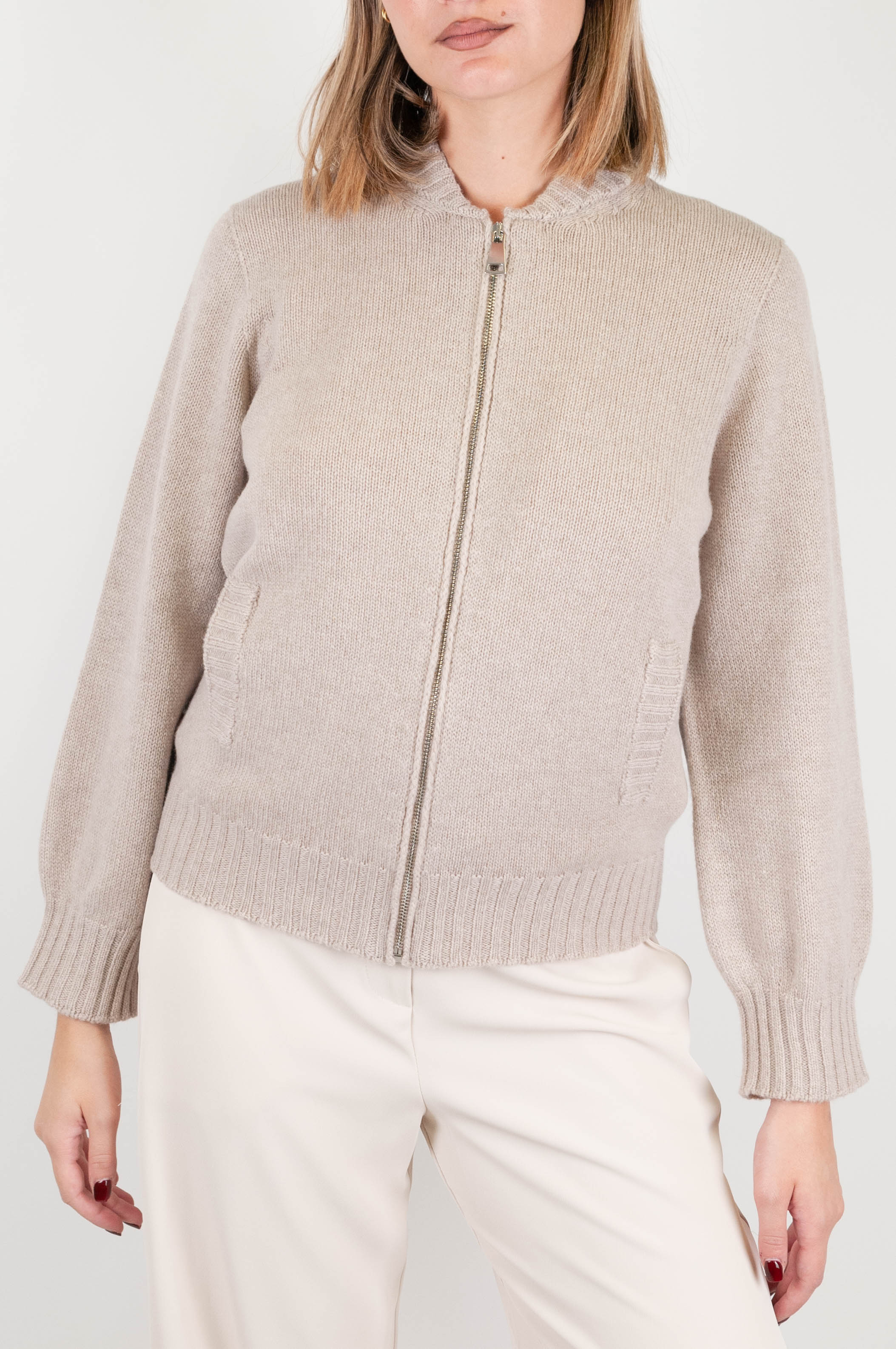 Tensione in - Cardigan in misto cashmere con chiusura con zip