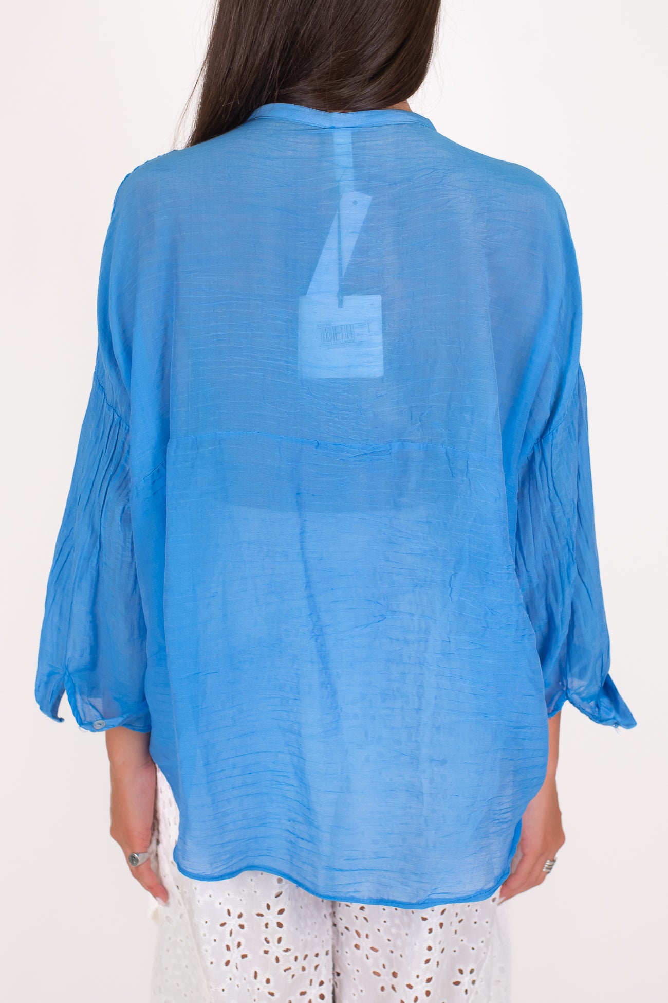 Tensione in - Camicia in misto seta fantasia spigata tono su tono