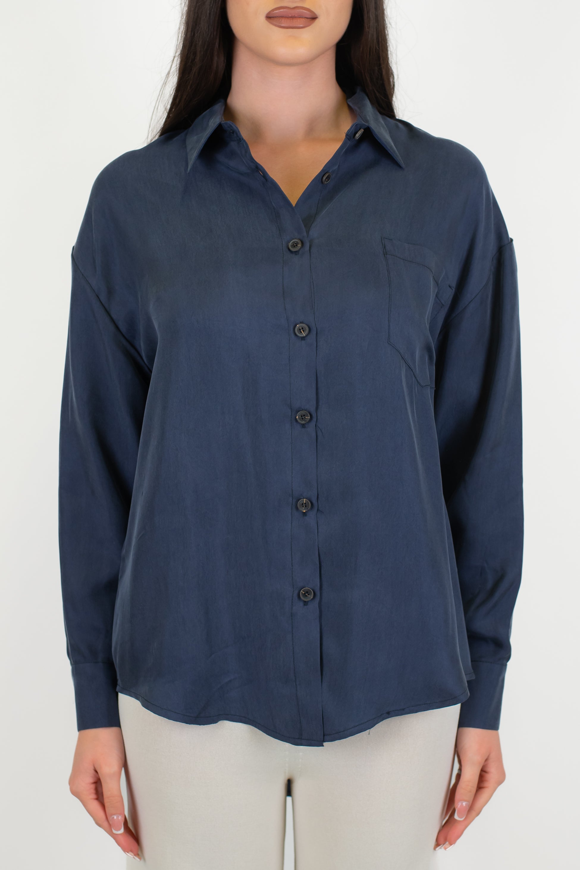 Tensione in - Camicia tinta unita in cupro