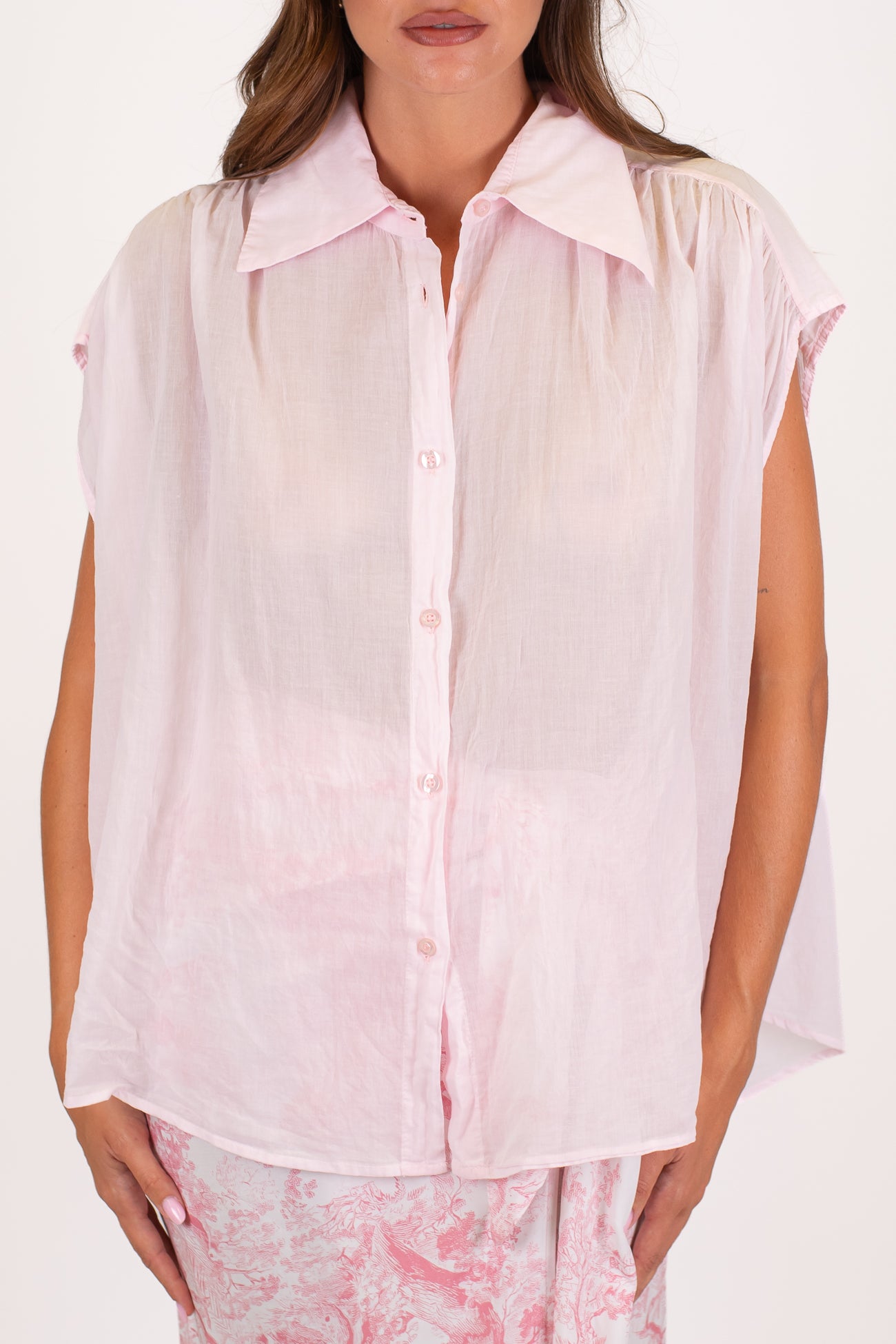 Tensione in - Camicia mezzamanica in mussola di cotone