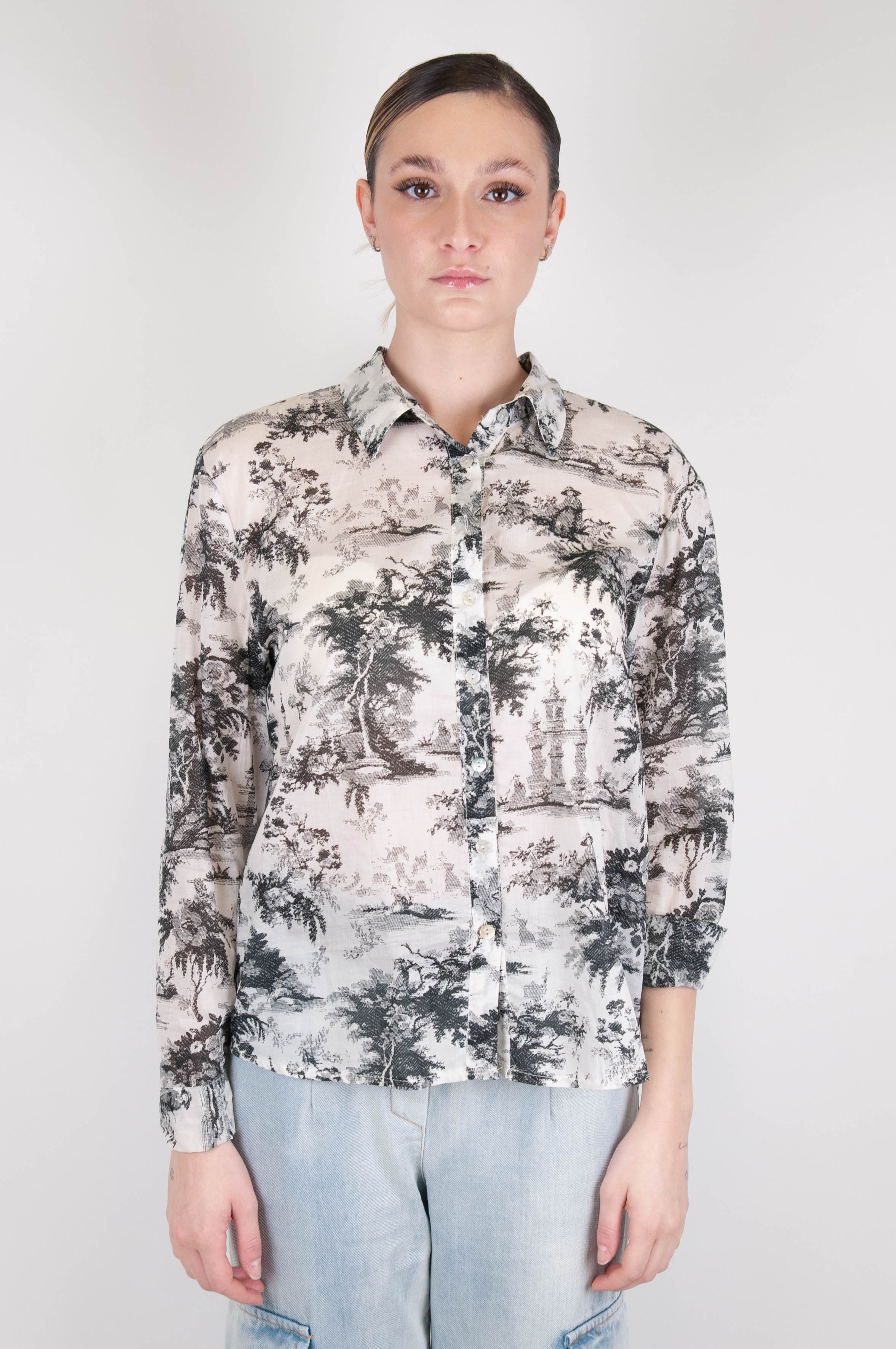 Tension in - Patterned shirt in cotton muslin