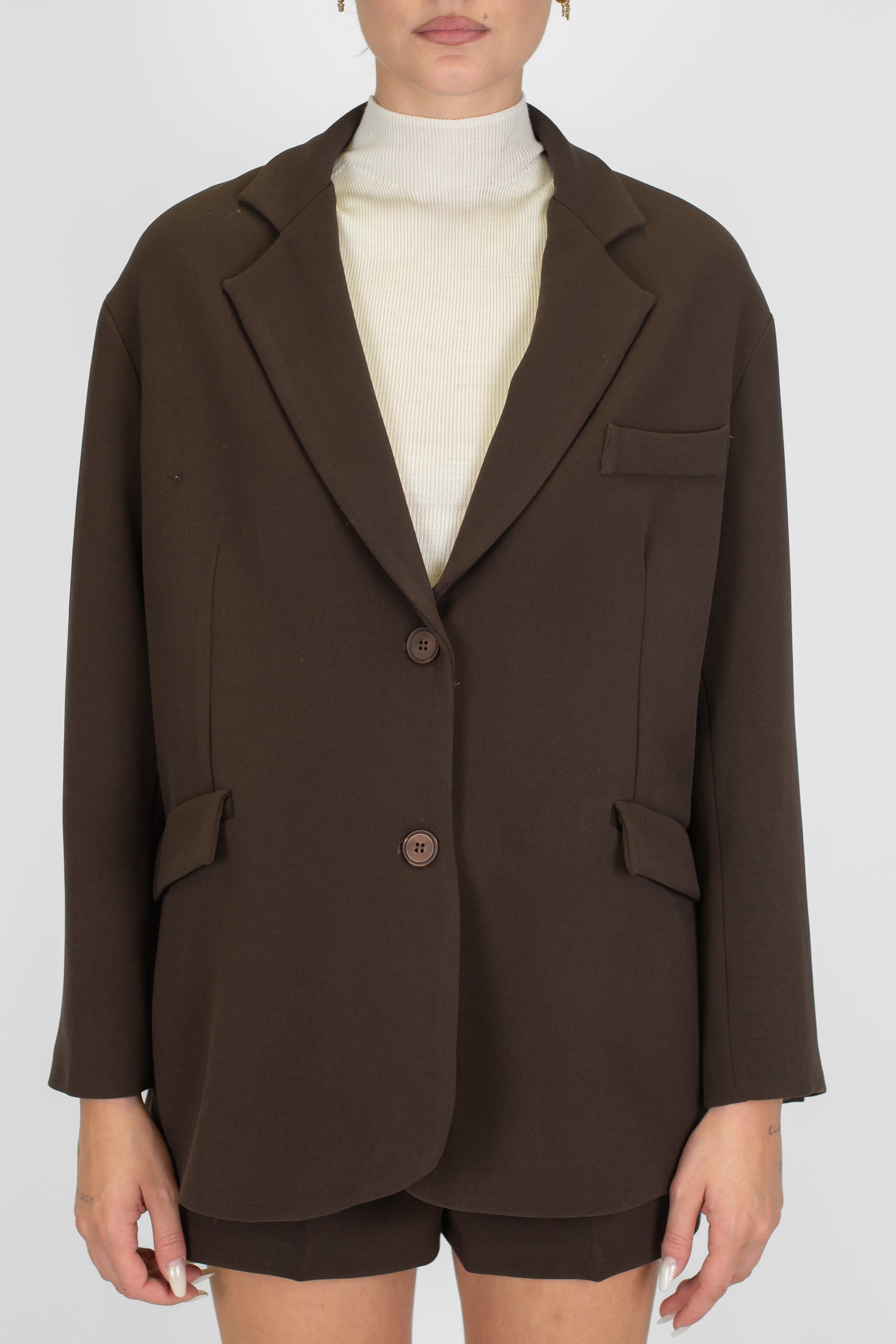 Tensione in - Giacca monopetto over tinta unita