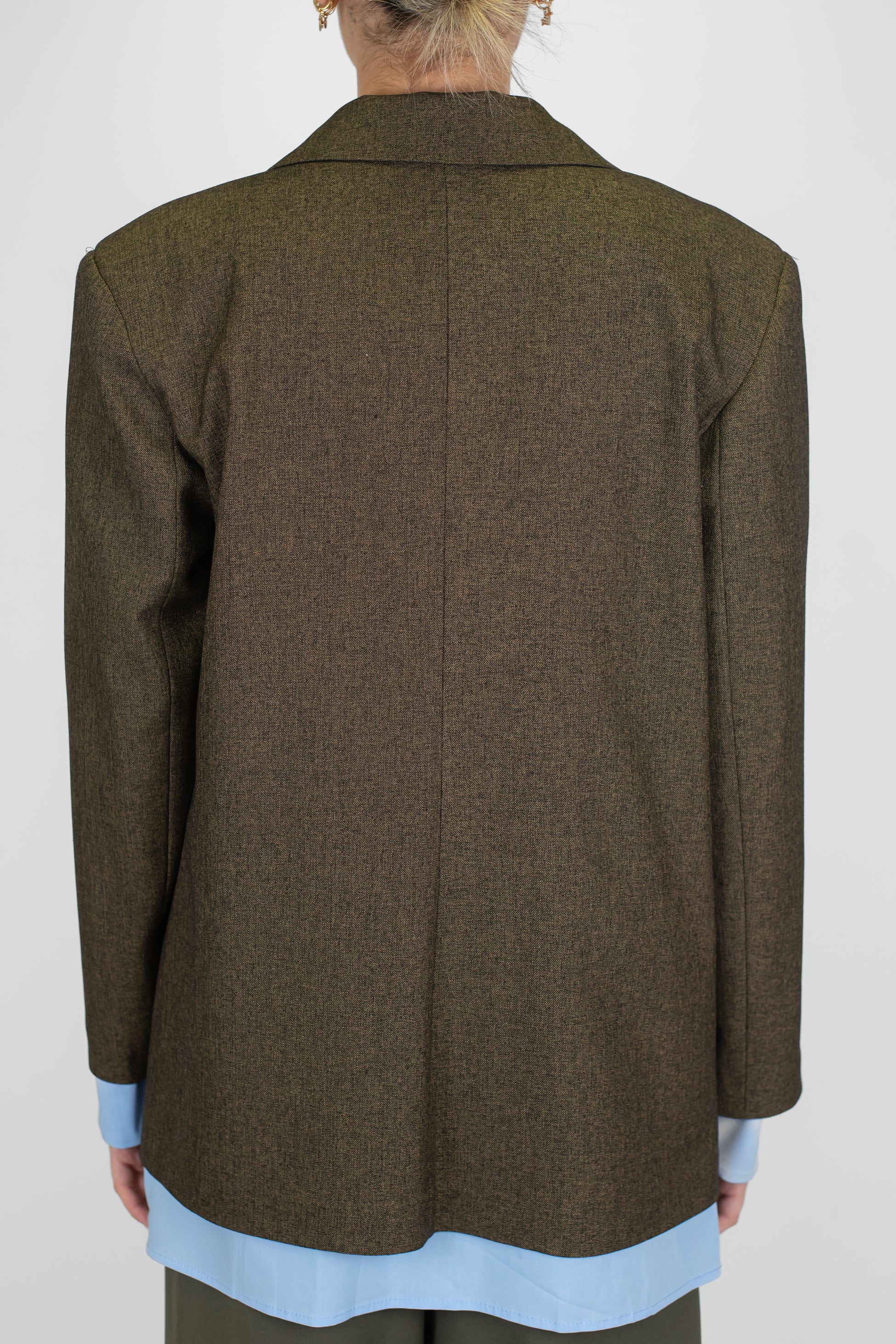 Motel - Giacca monopetto con spalline e orli con finta camicia