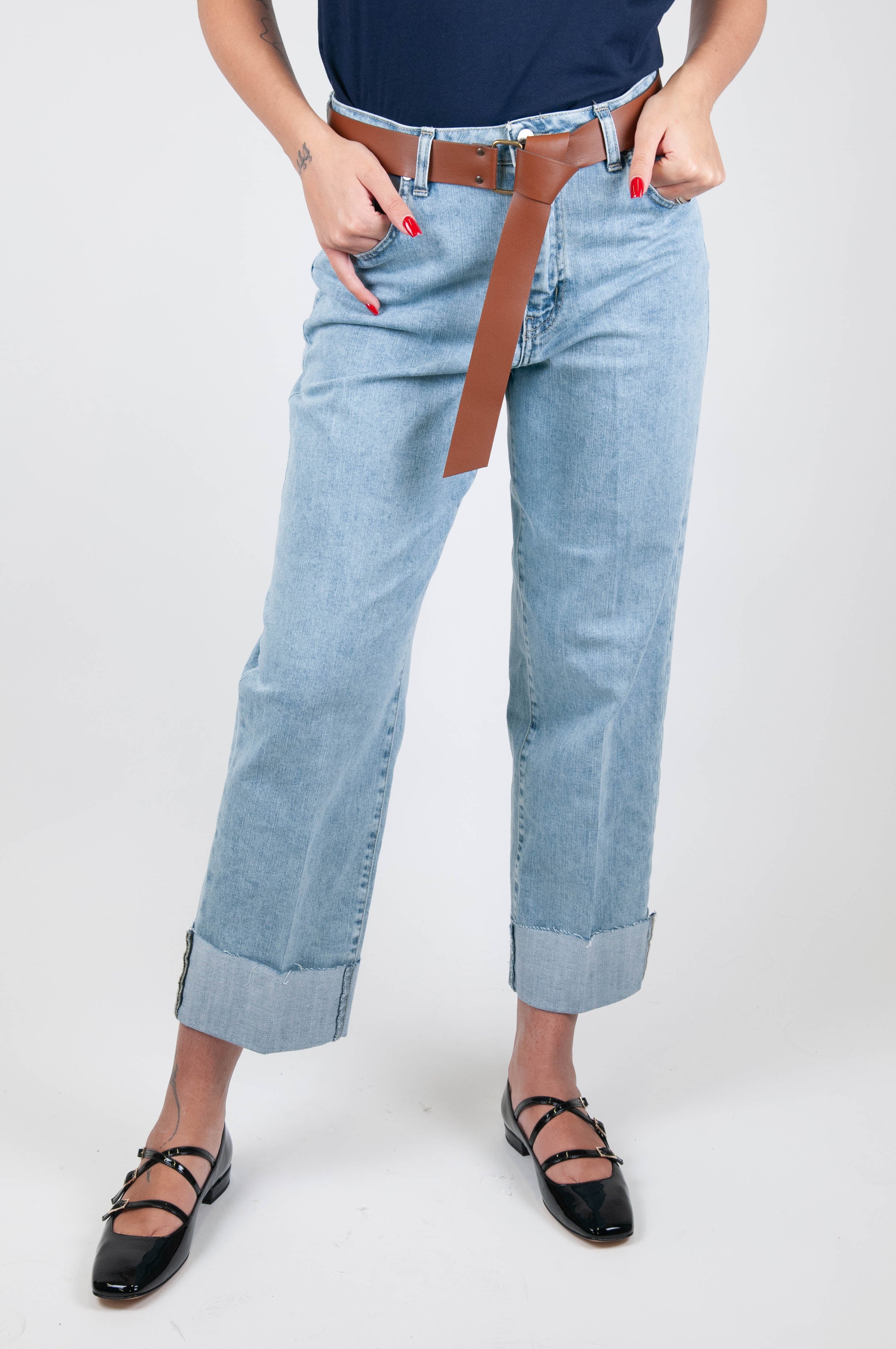 Haveone - Jeans regular con fondo al taglio vivo