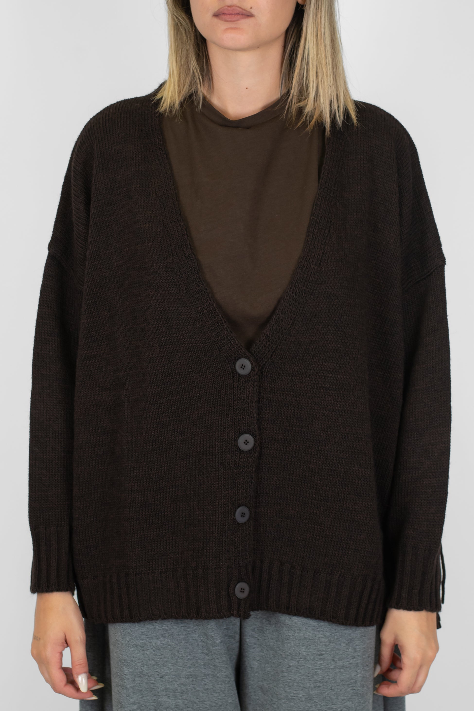 Maryley - Cardigan in misto lana con frange sul retro