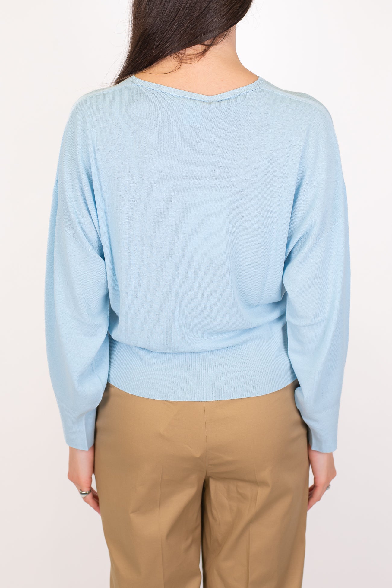 Kontatto - Maglia crop scollo a V in viscosa leggera