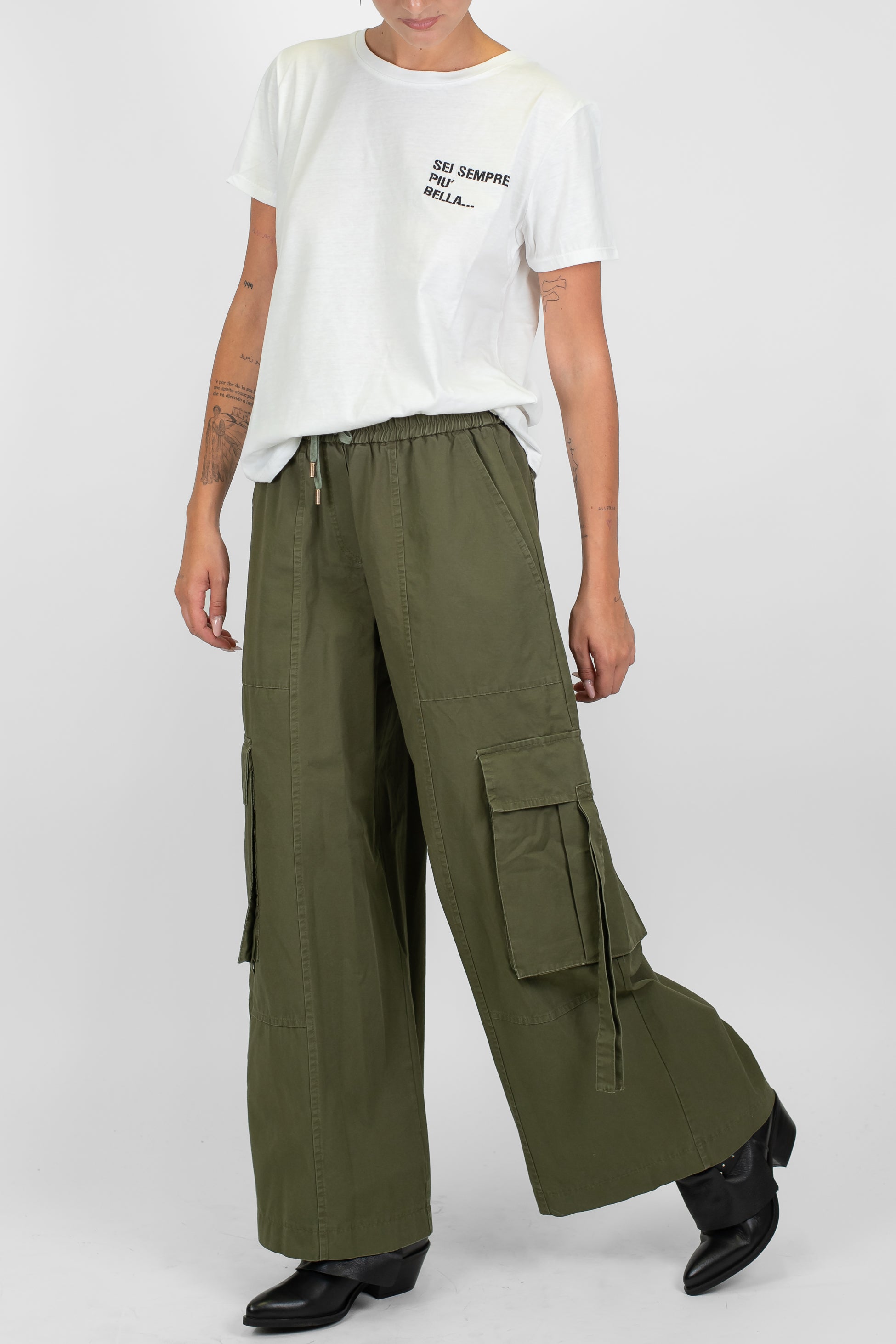 Tensione in - Pantalone palazzo cargo con coulisse