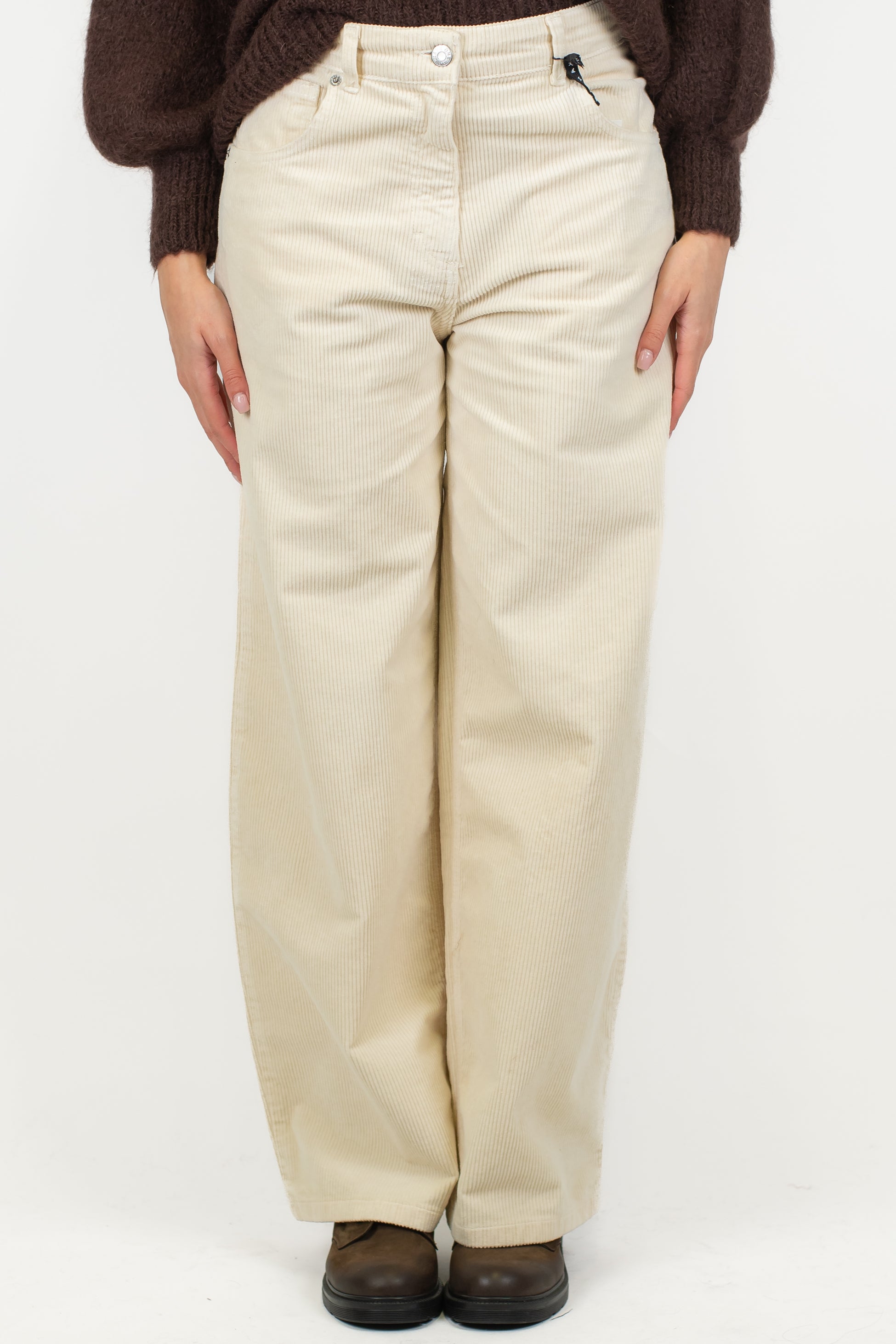 Haveone - Pantalone palazzo in velluto millerighe modello Bella