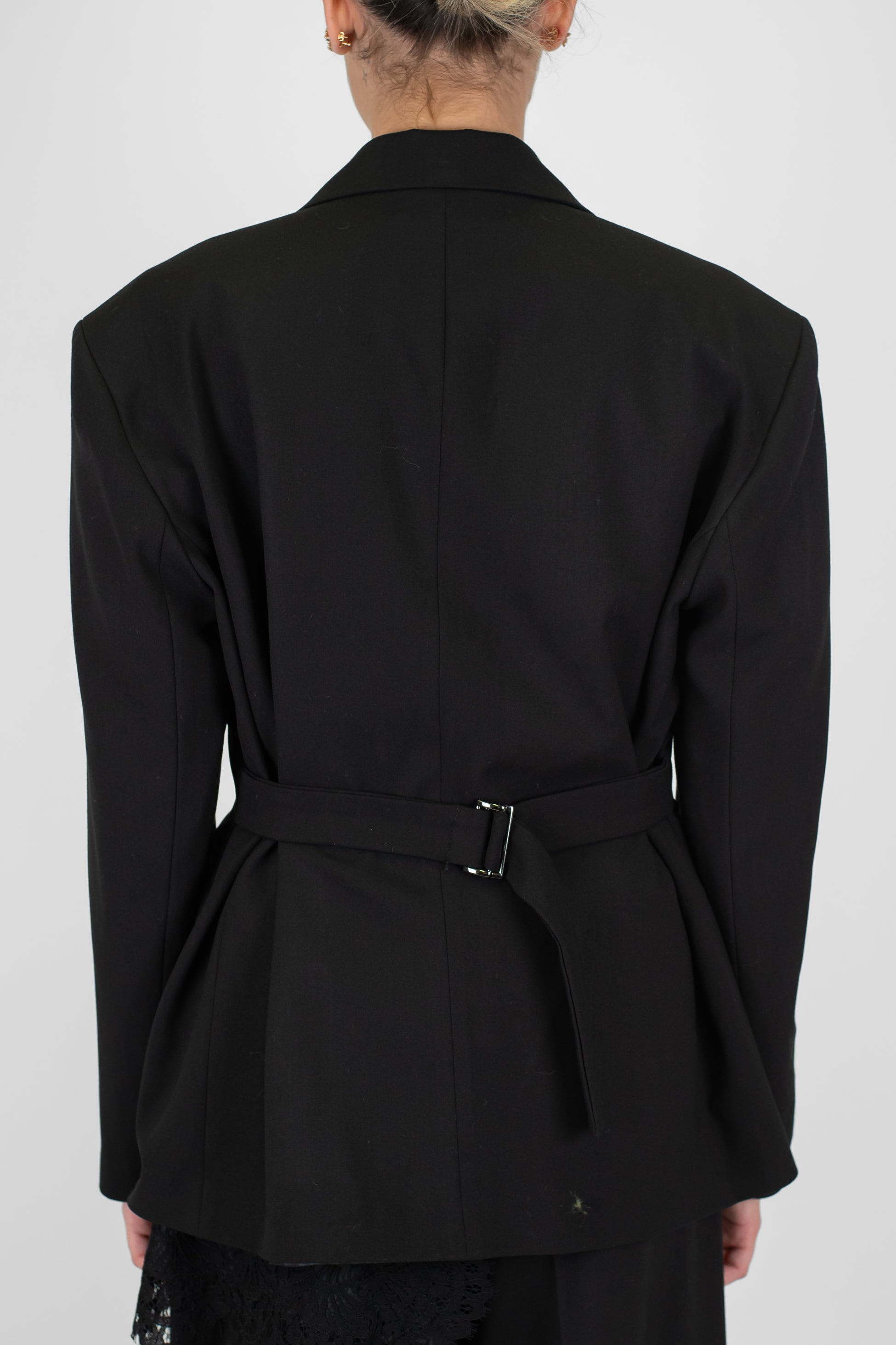 Motel - Giacca doppiopetto con spalline e cinturino sul retro