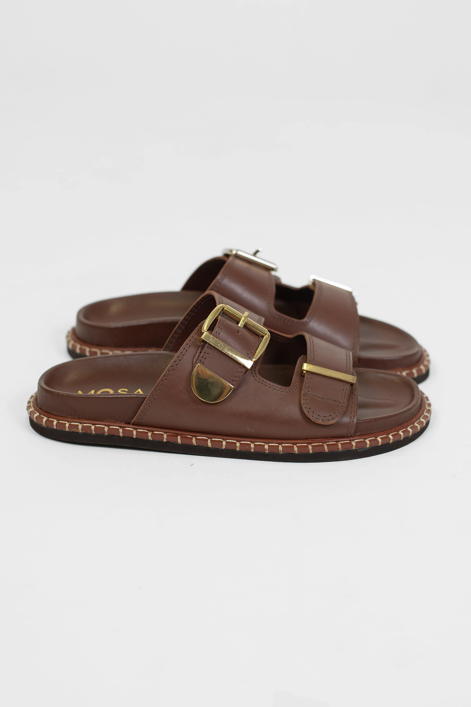 Mosaic - Ciabattina in pelle con doppia fascia