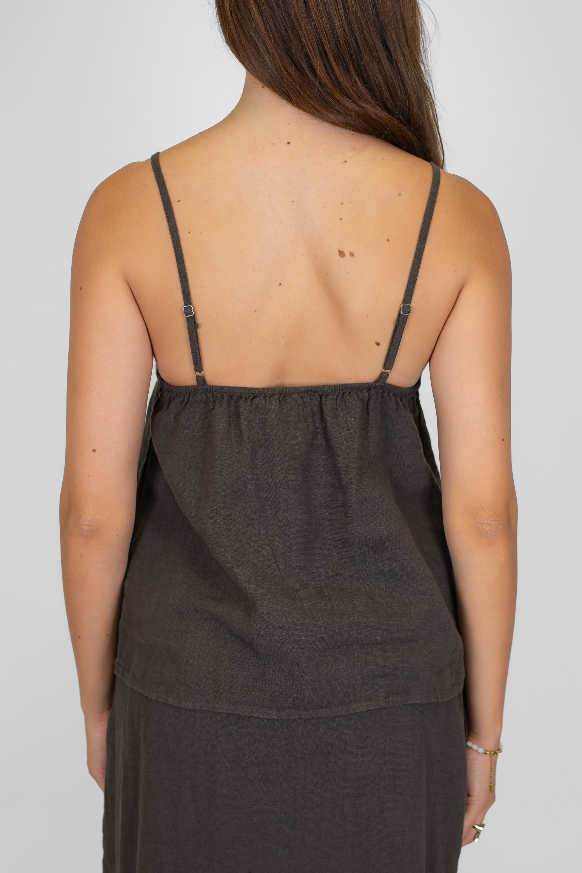 Haveone - Top con spalline regolabili in lino