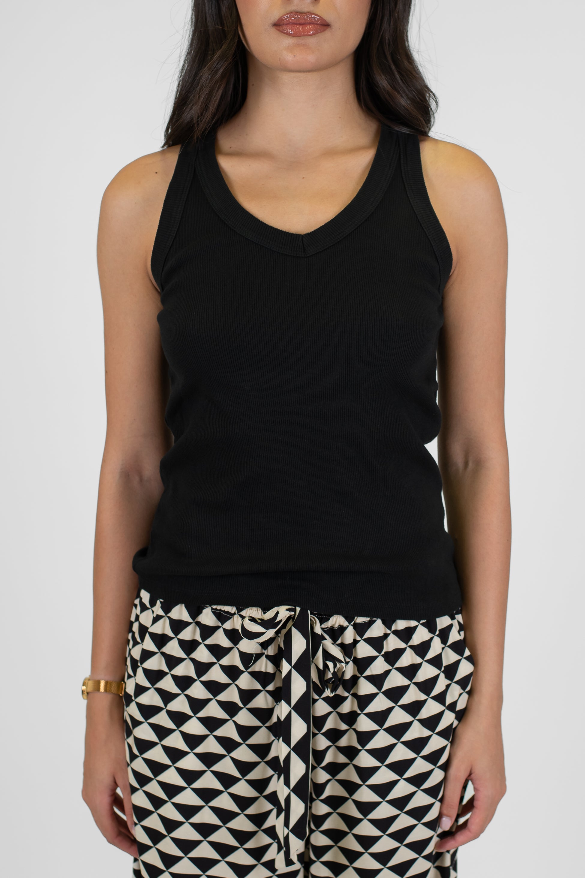 Tensione in - Canotta a costine in cotone