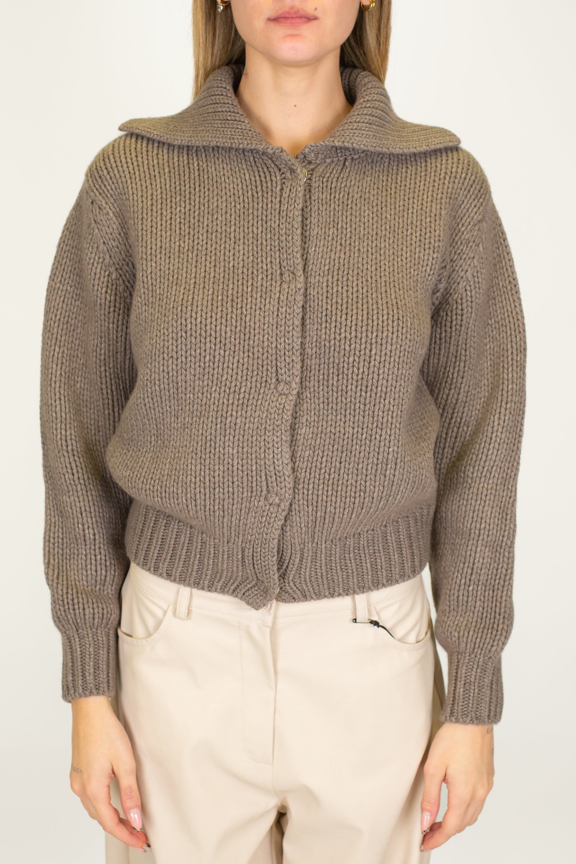 Motel - Cardigan in misto lana e cashmere con chiusura a scomparsa con ciappe