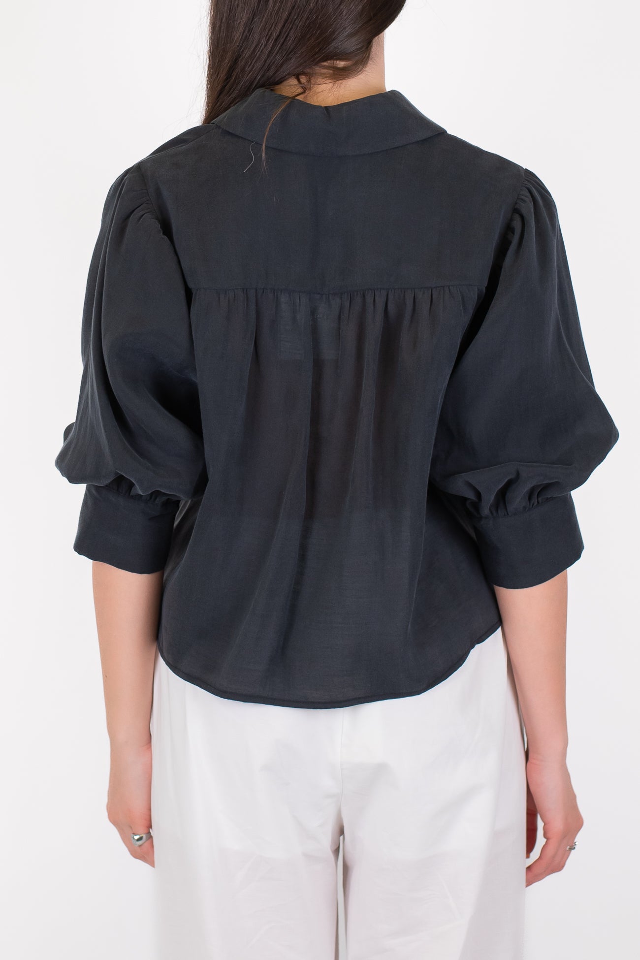 Motel - Camicia in lyocell con manica tre quarti a palloncino