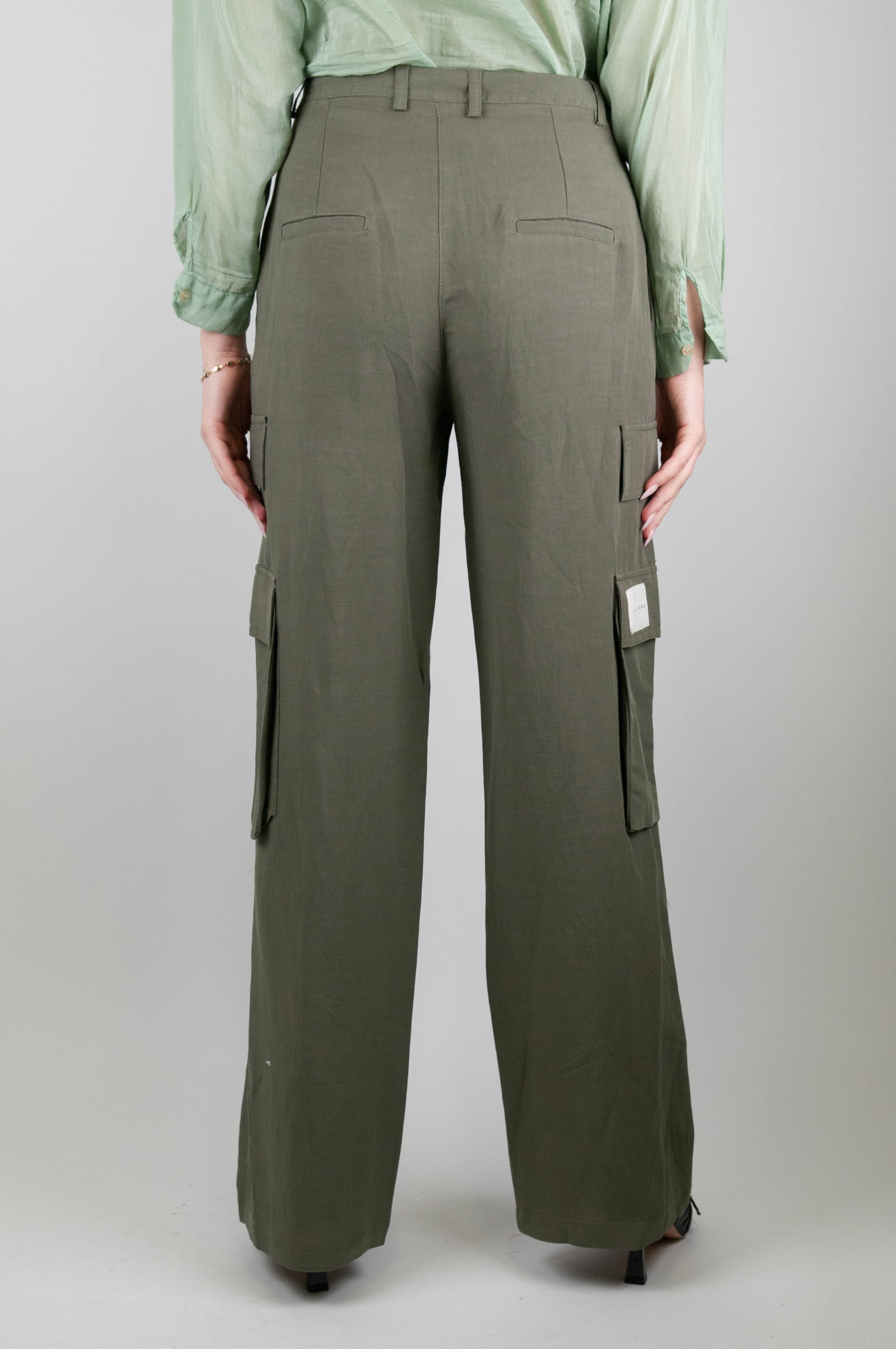 Haveone - Pantalone palazzo cargo misto lino