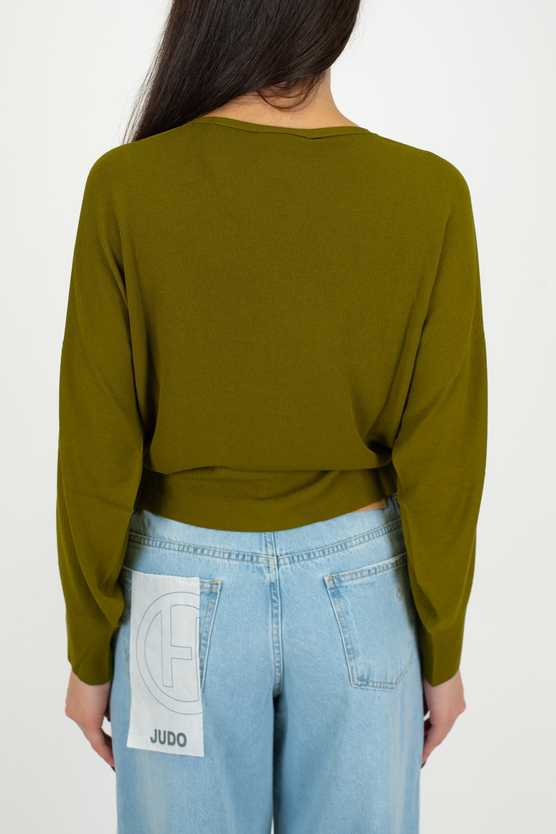 Kontatto - Maglia crop scollo a V in viscosa leggera