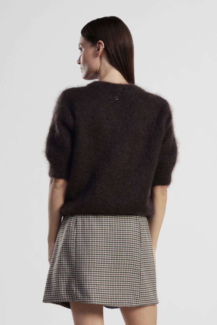 Dixie - Maglia girocollo con manica 3/4 in kid mohair