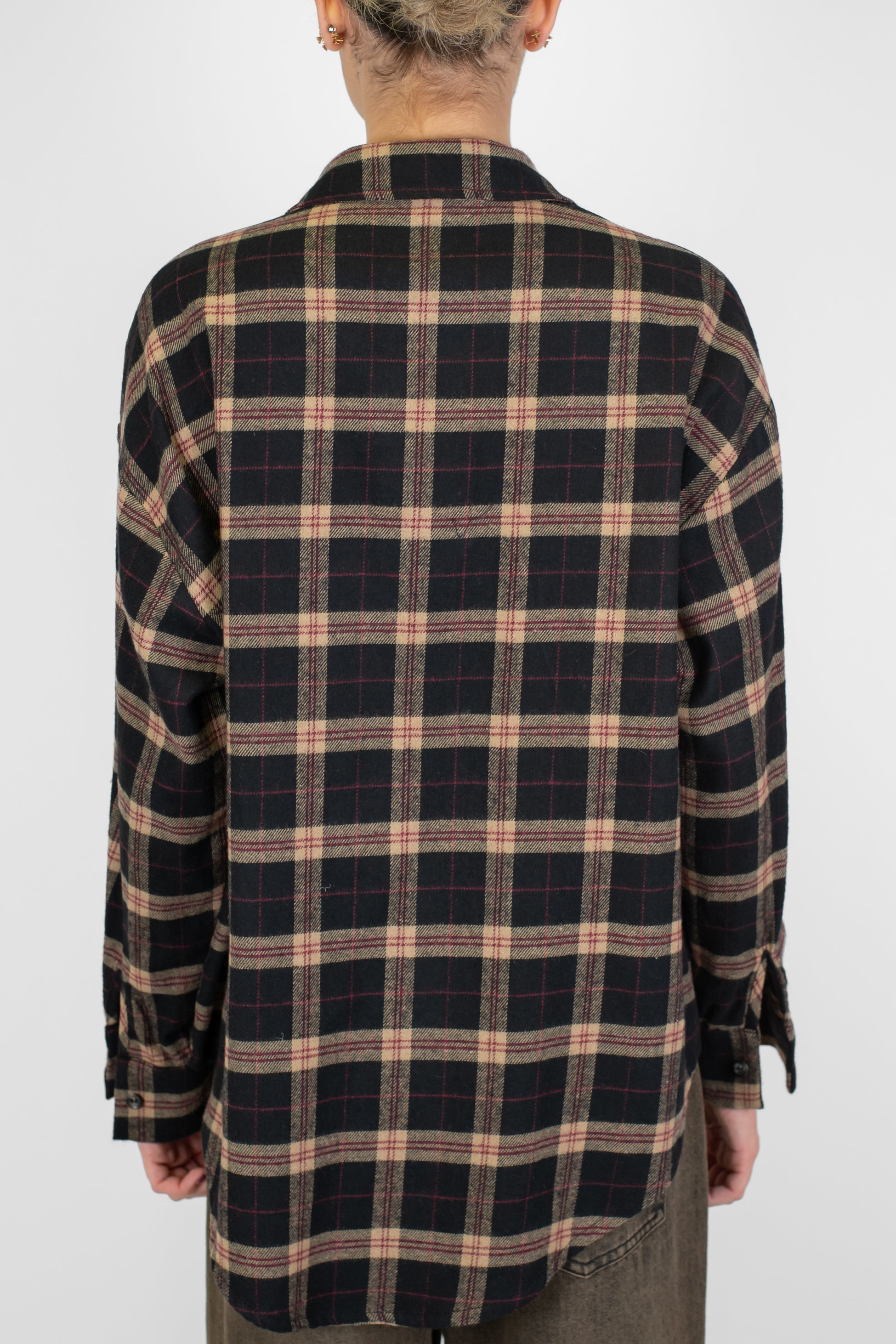 Motel - Camicia fantasia quadri con spille sul taschino