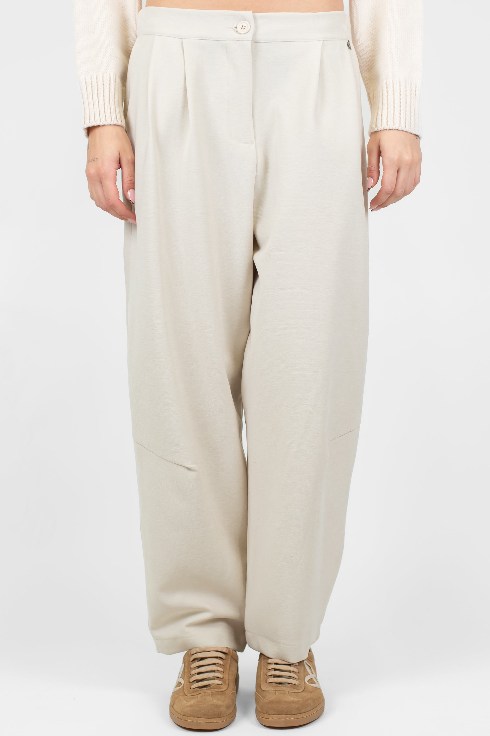 Dixie - Pantalone balloon con elastico sul retro e pinces in viscosa pettinata effetto ciniglia