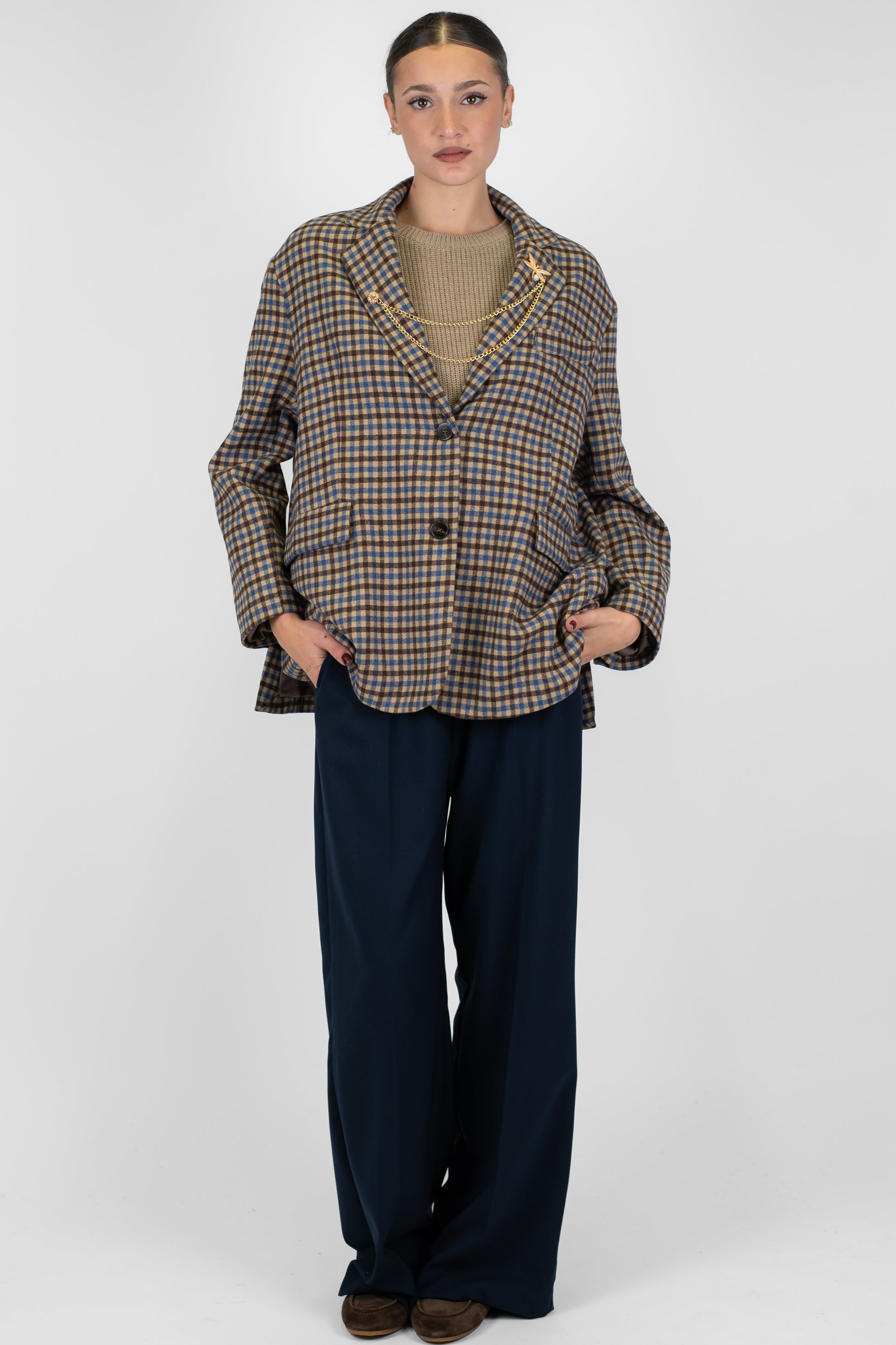 Tensione in - Pantalone palazzo con elastico sul retro