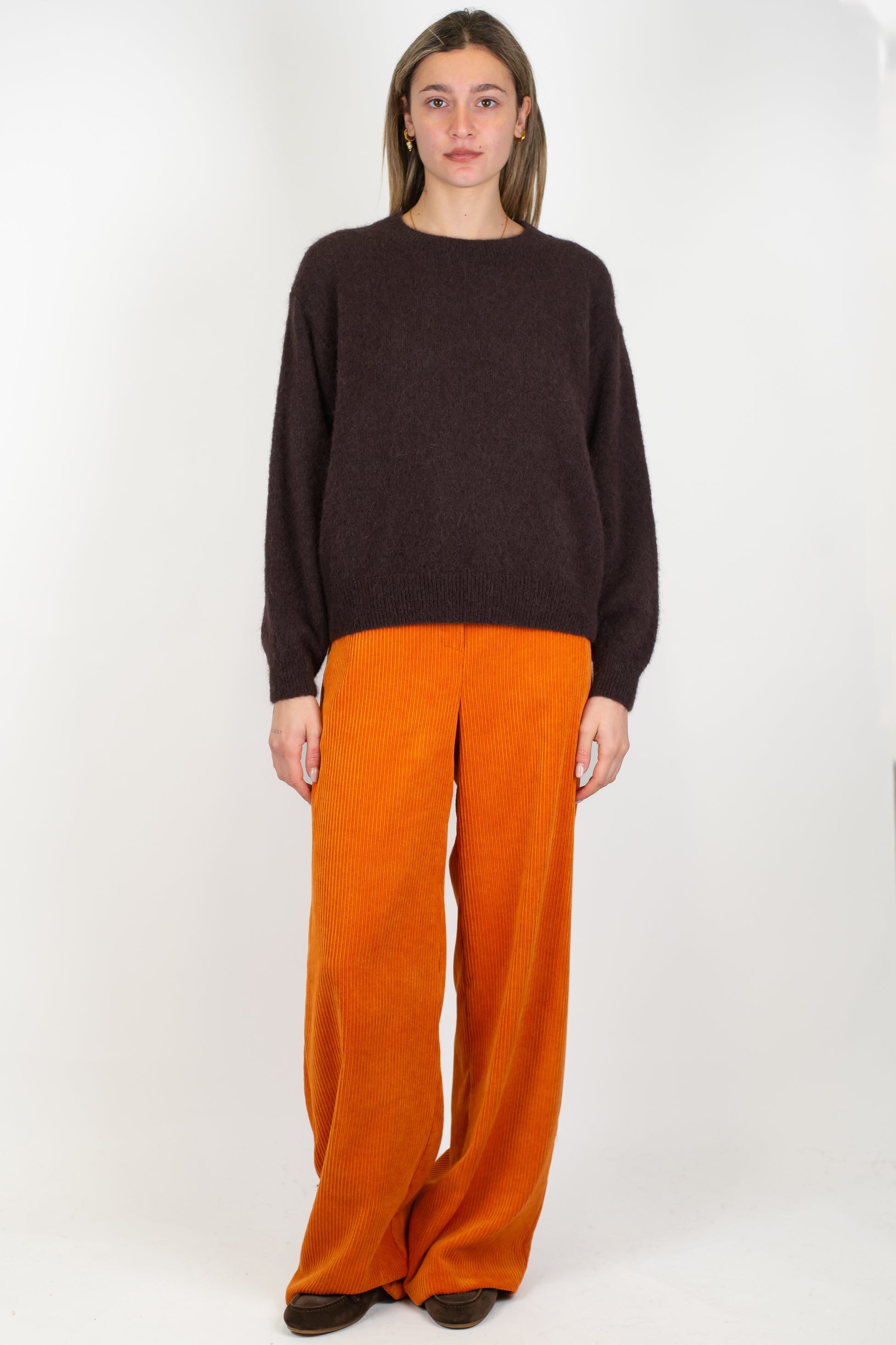 Motel - Pantalone palazzo in velluto a coste con elastico sul retro