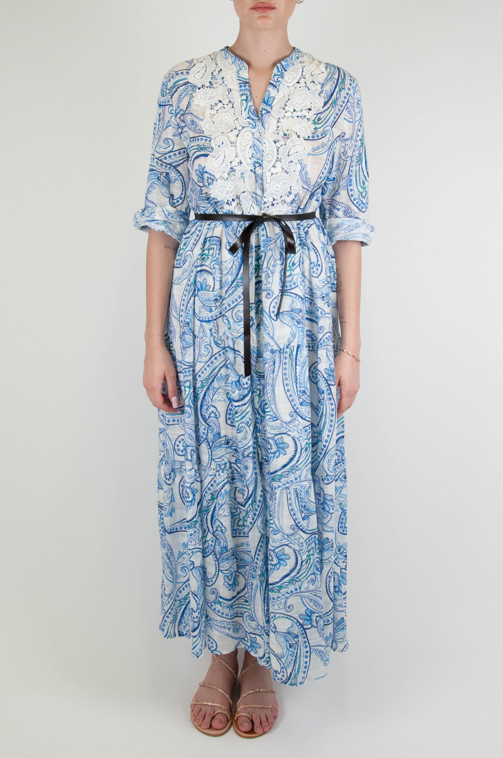 Tension in - Patterned shirtdress with mandarin collar