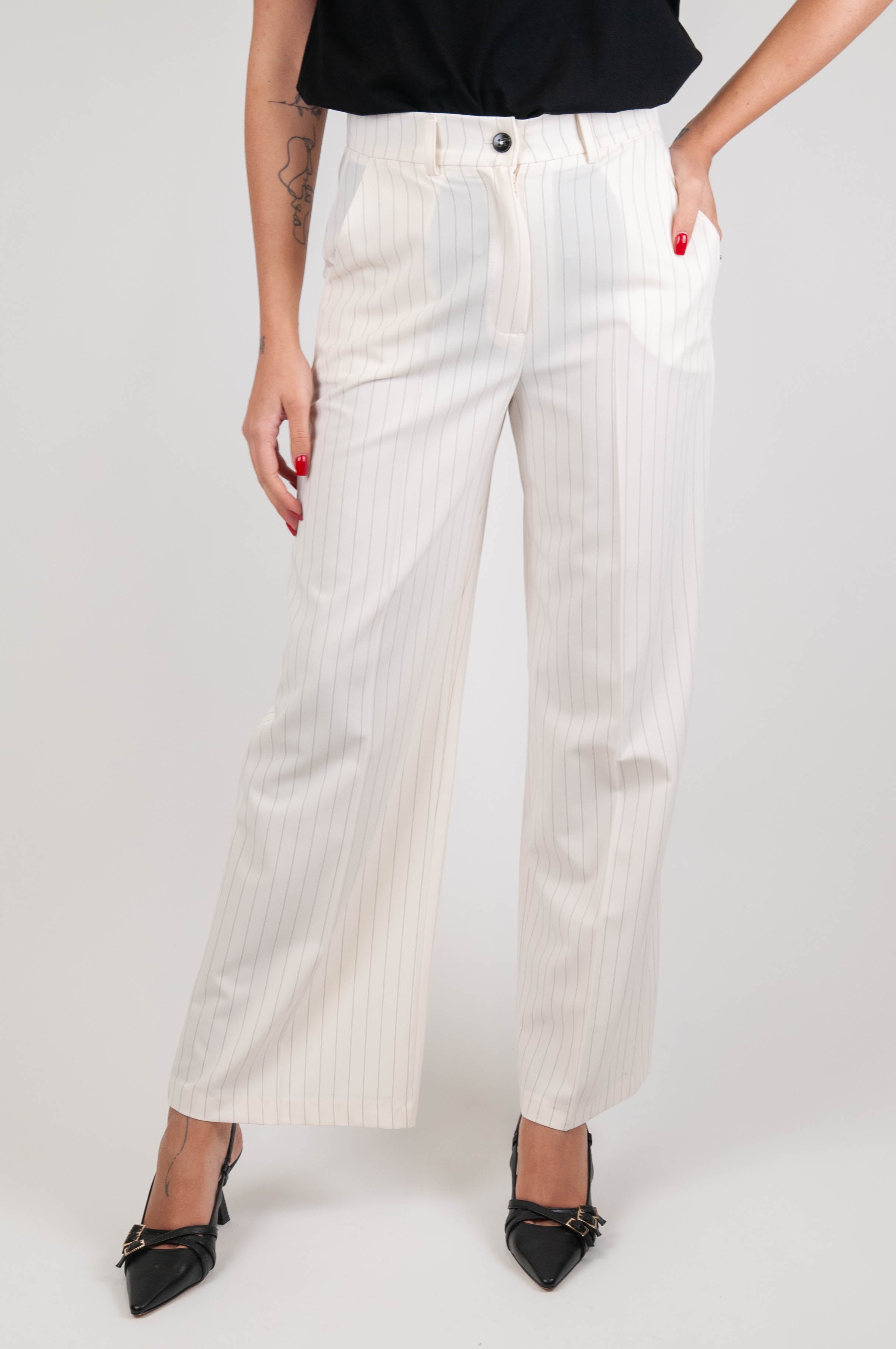 Tension in - Pinstriped palazzo trousers