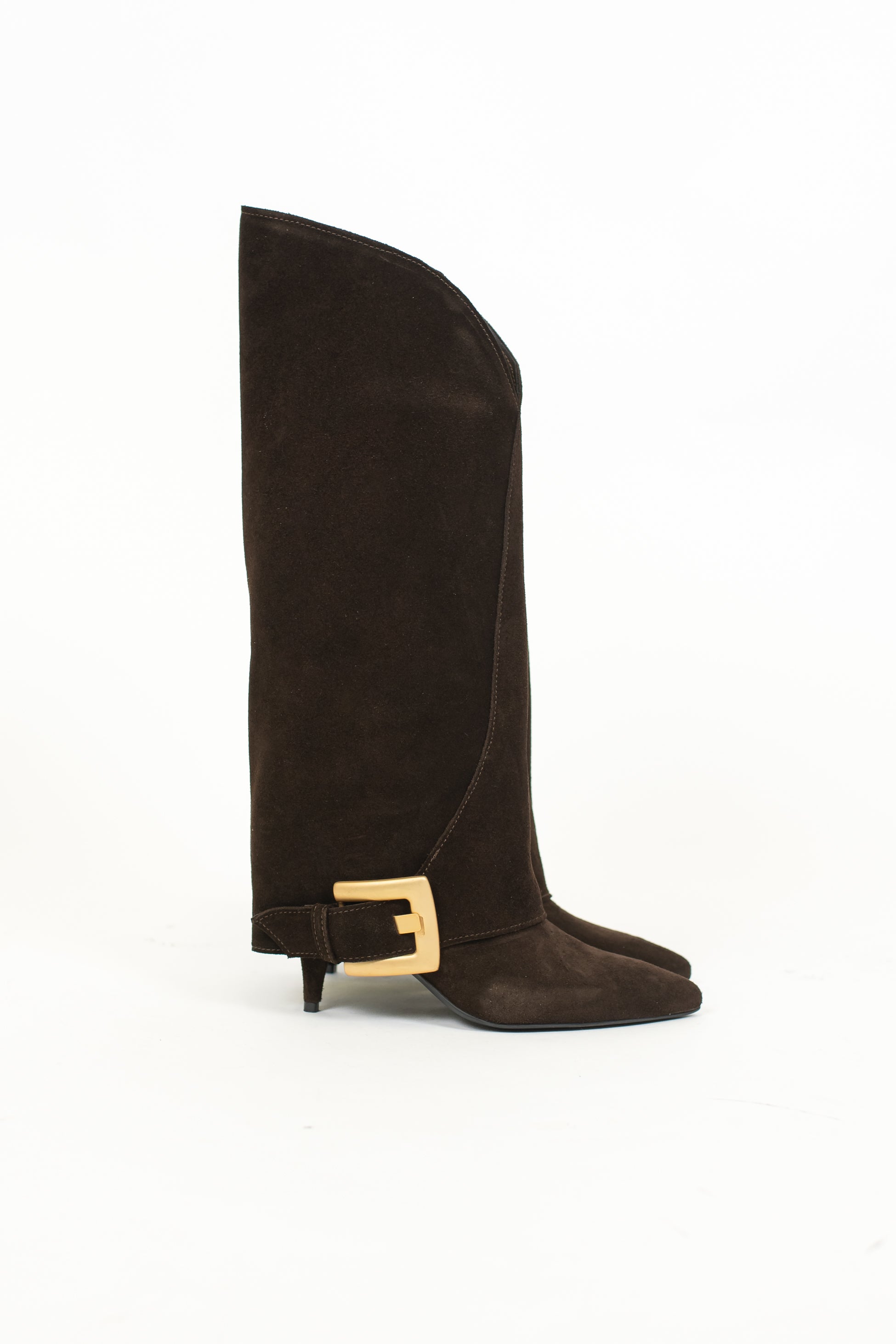 Ovyé - Stivale in camoscio con tacchetto e fibbia a contrasto