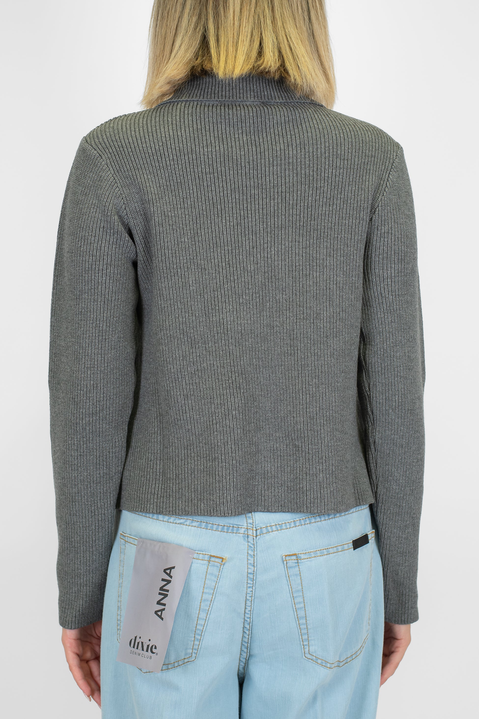 Kontatto - Cardigan doppiopetto a costine con bottoni oro e taschini