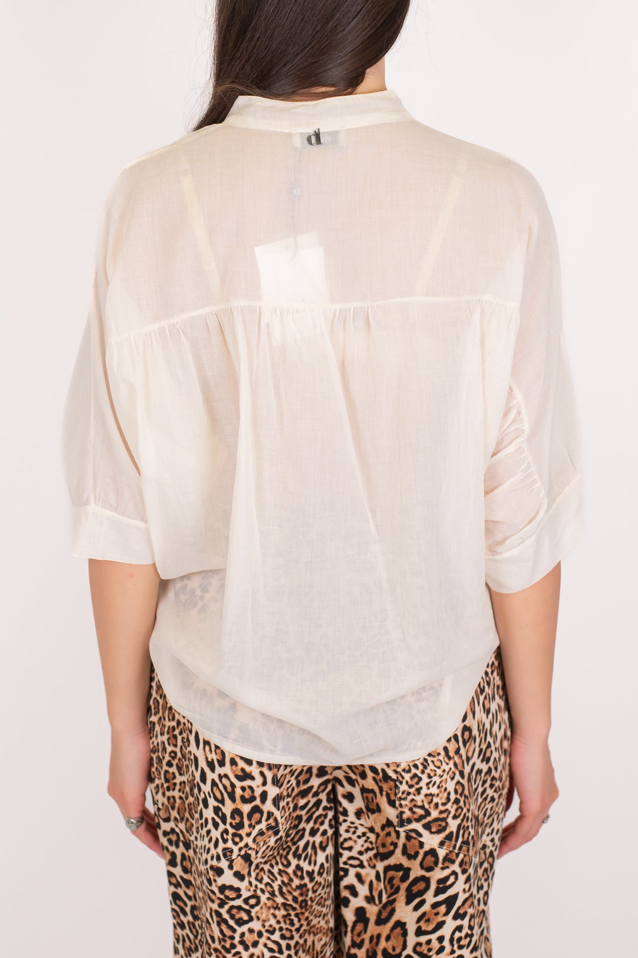 Dixie - Camicia collo alla coreana in mussola di cotone