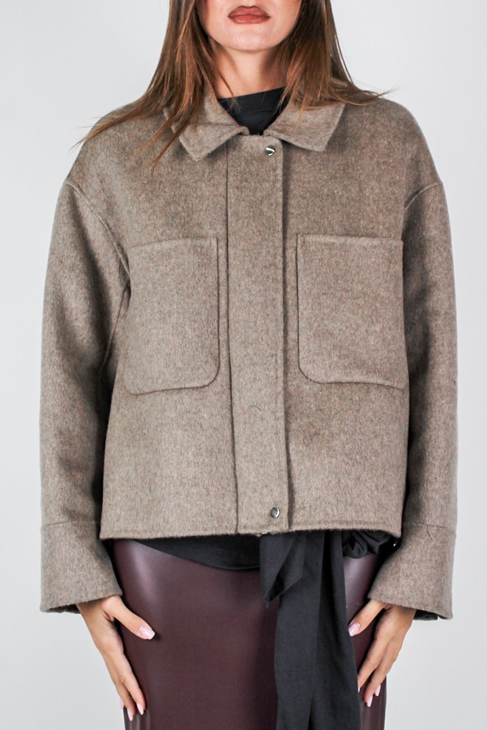 Maryley - Cappotto corto in misto lana e cashmere con chiusura a zip a scomparsa