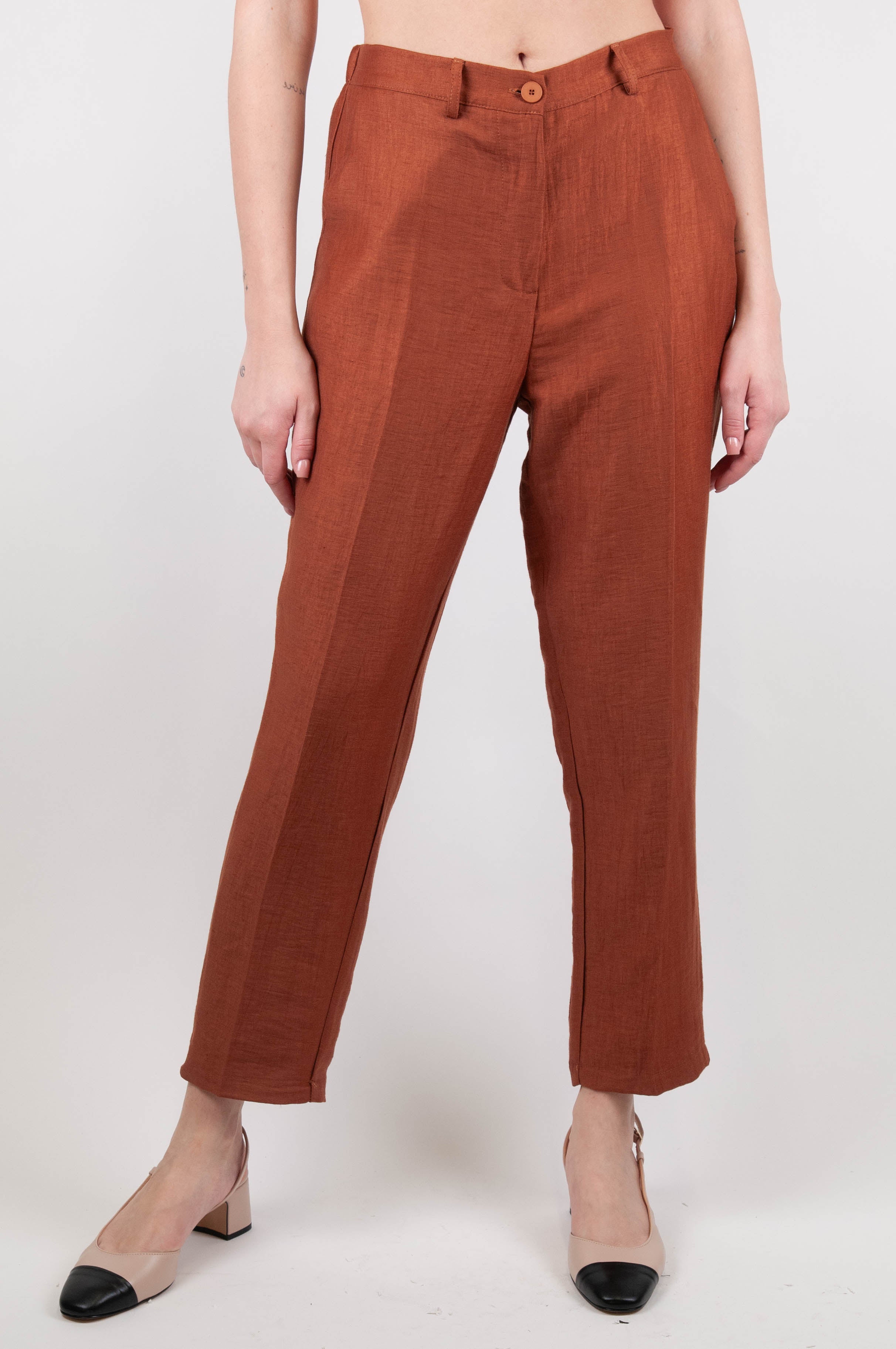 Dixie - Linen blend trousers with elastic on the back