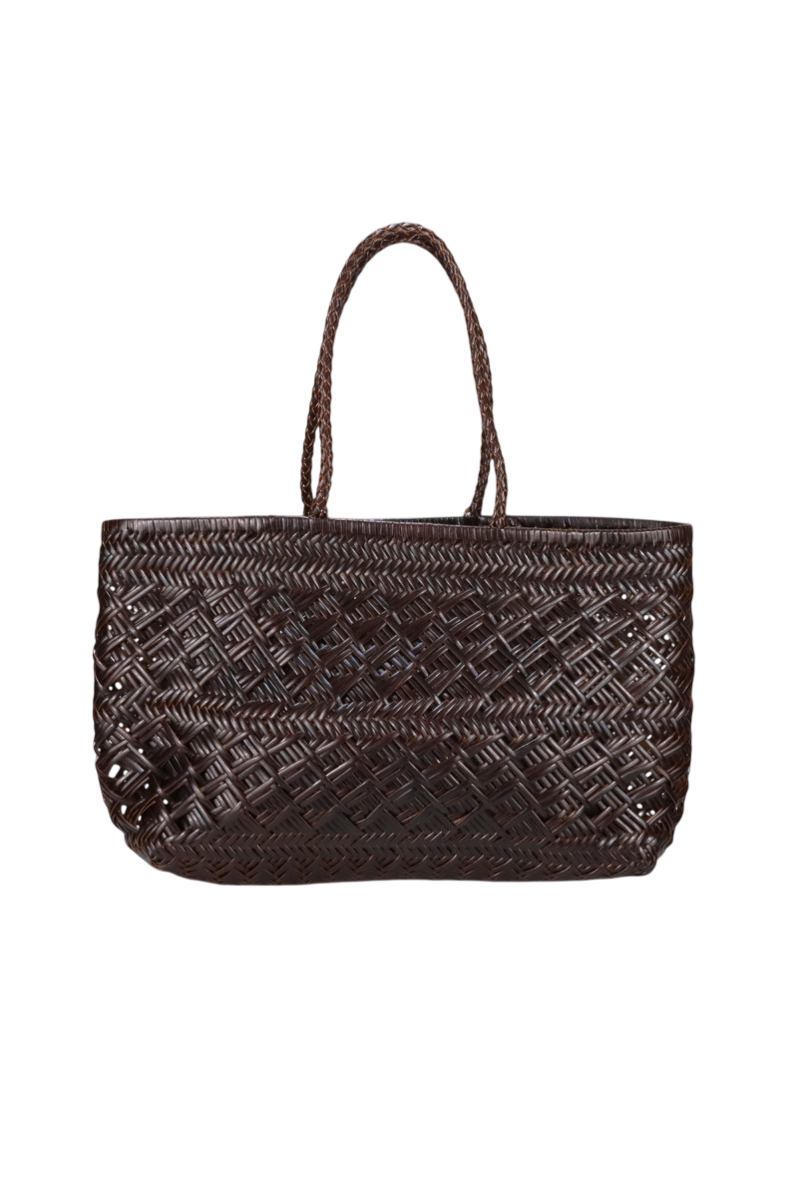 Borsa grande in vera pelle intrecciata
