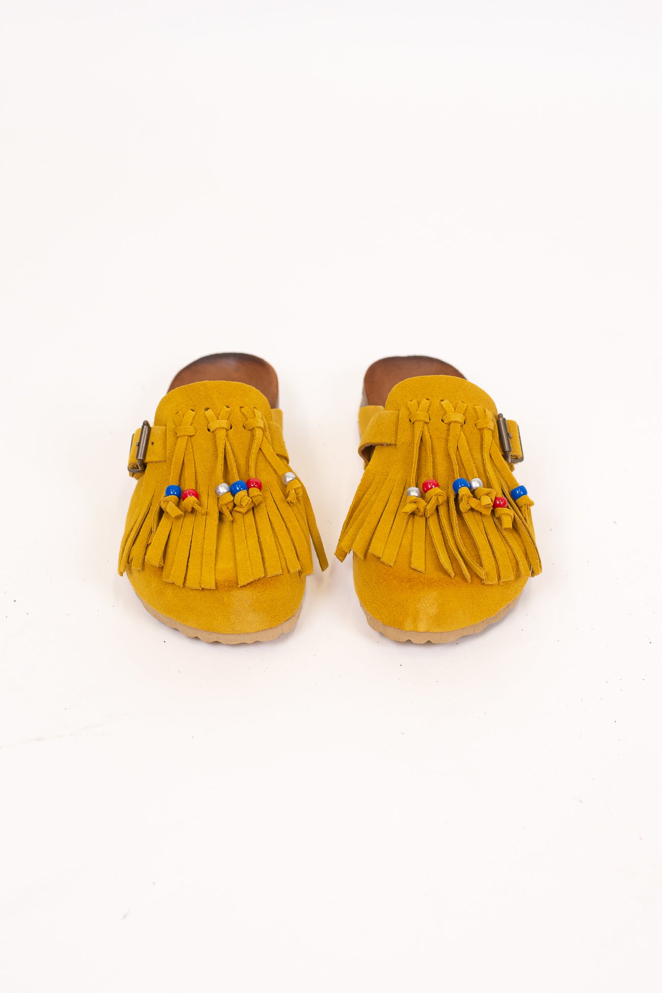 Ovyé - Mules in suede con frange e perline