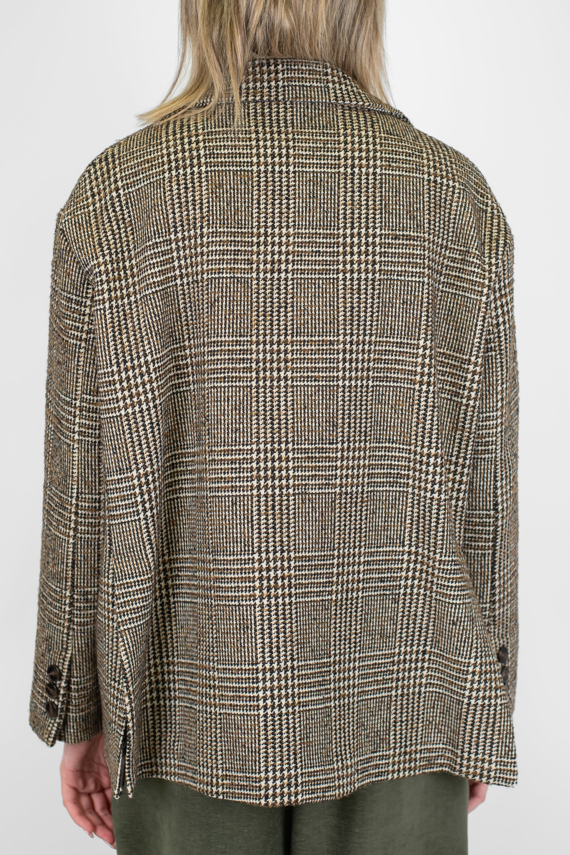 Tensione in - Giacca a scatola fantasia principe di galles in misto lana con spalline e spille