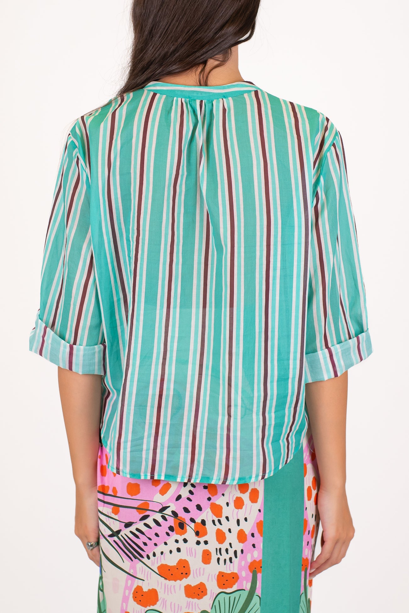 Motel - Camicia rigata in mussola di cotone