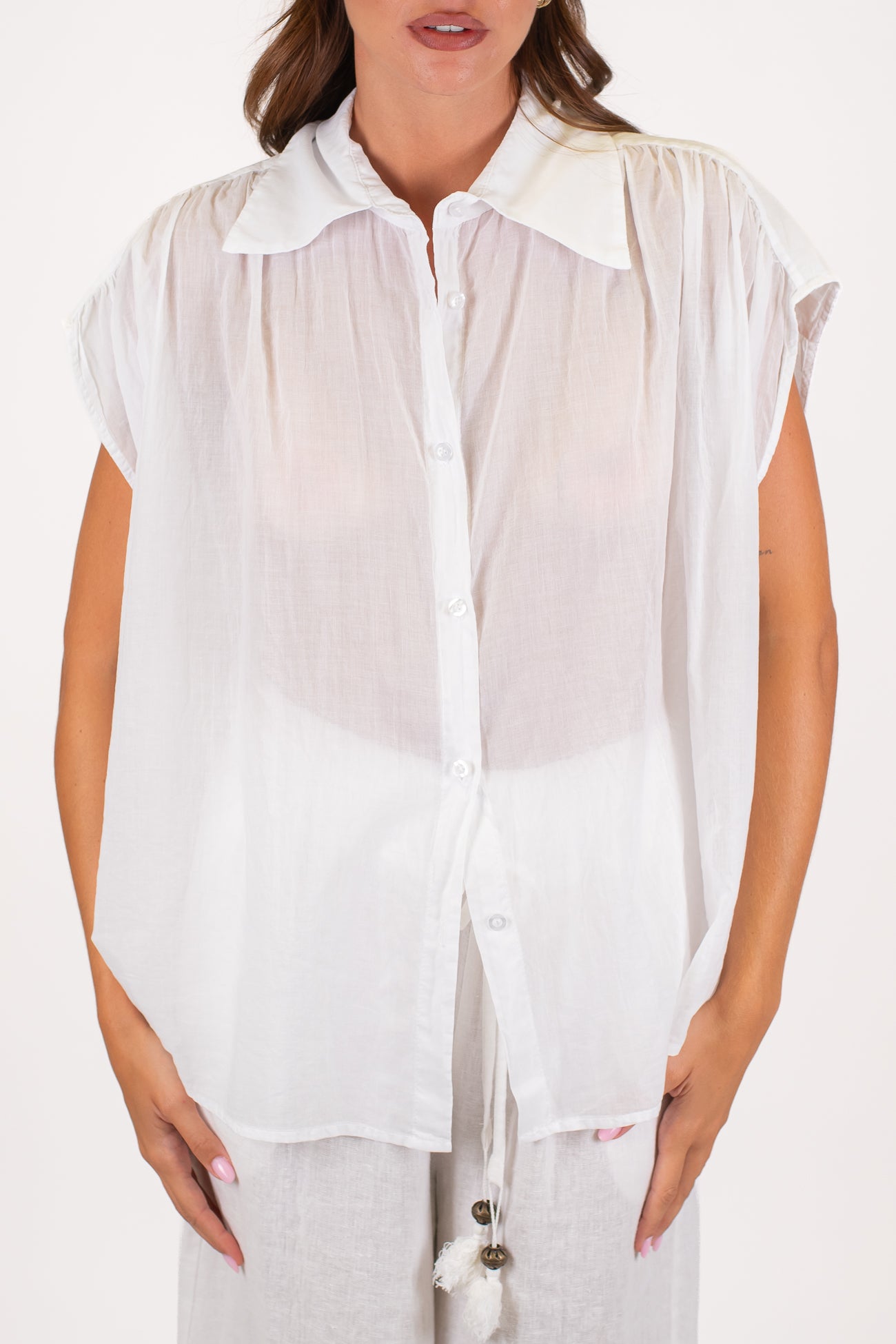 Tensione in - Camicia mezzamanica in mussola di cotone