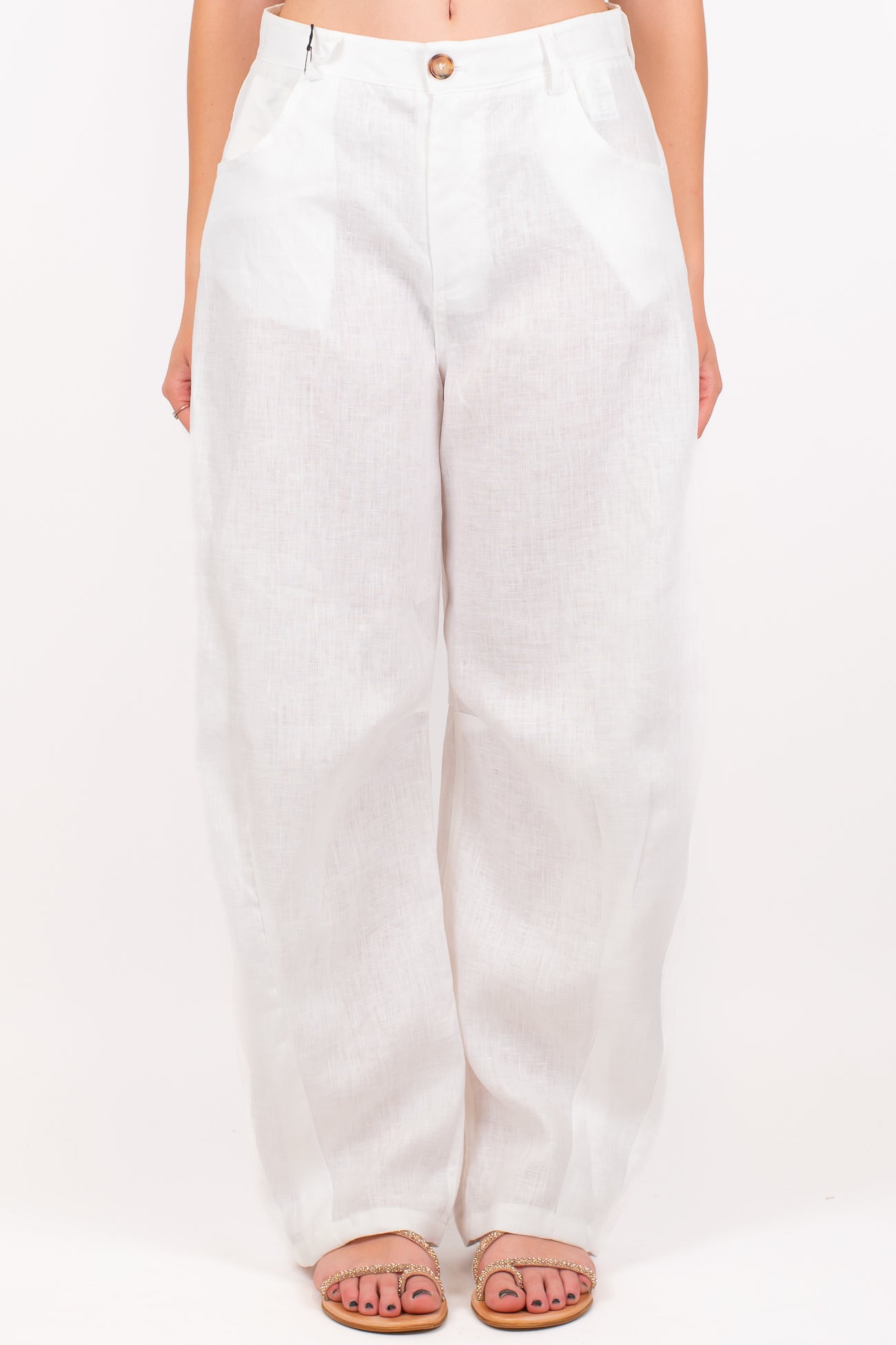 Tensione in - Pantalone balloon in puro lino