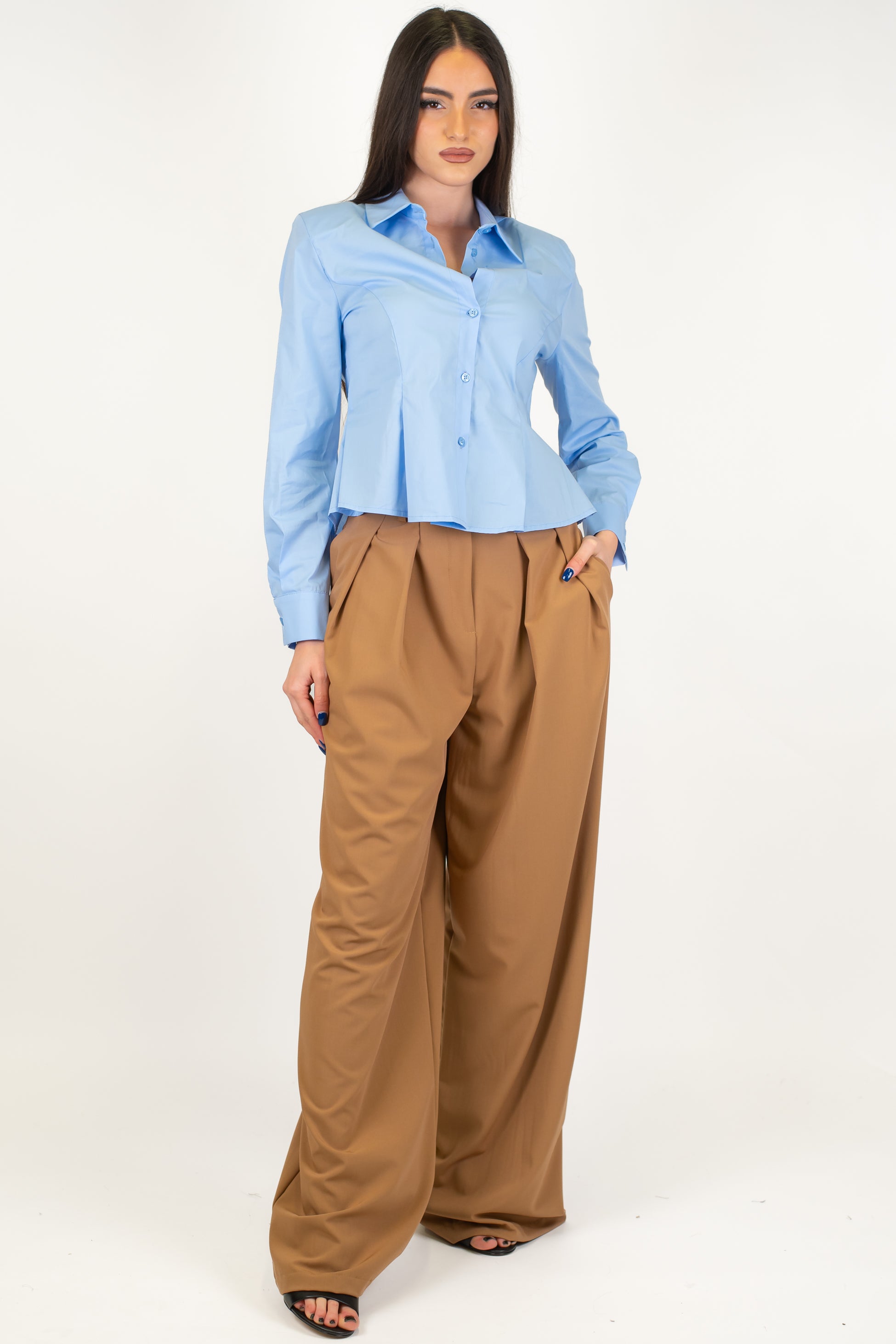 Tensione in - Pantalone palazzo con doppia pinces