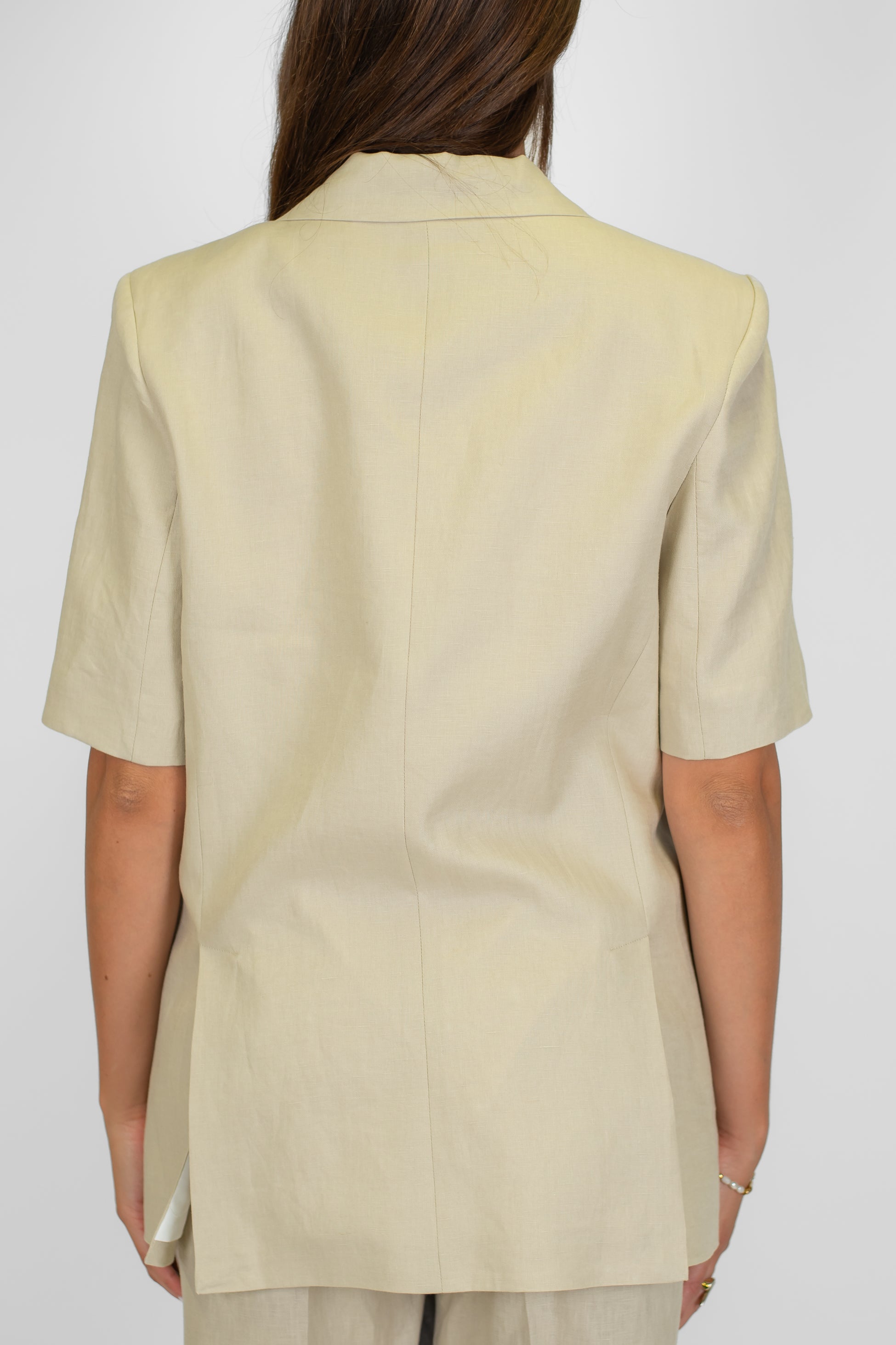 Tensione in - Giacca monopetto mezza manica in 100% lino