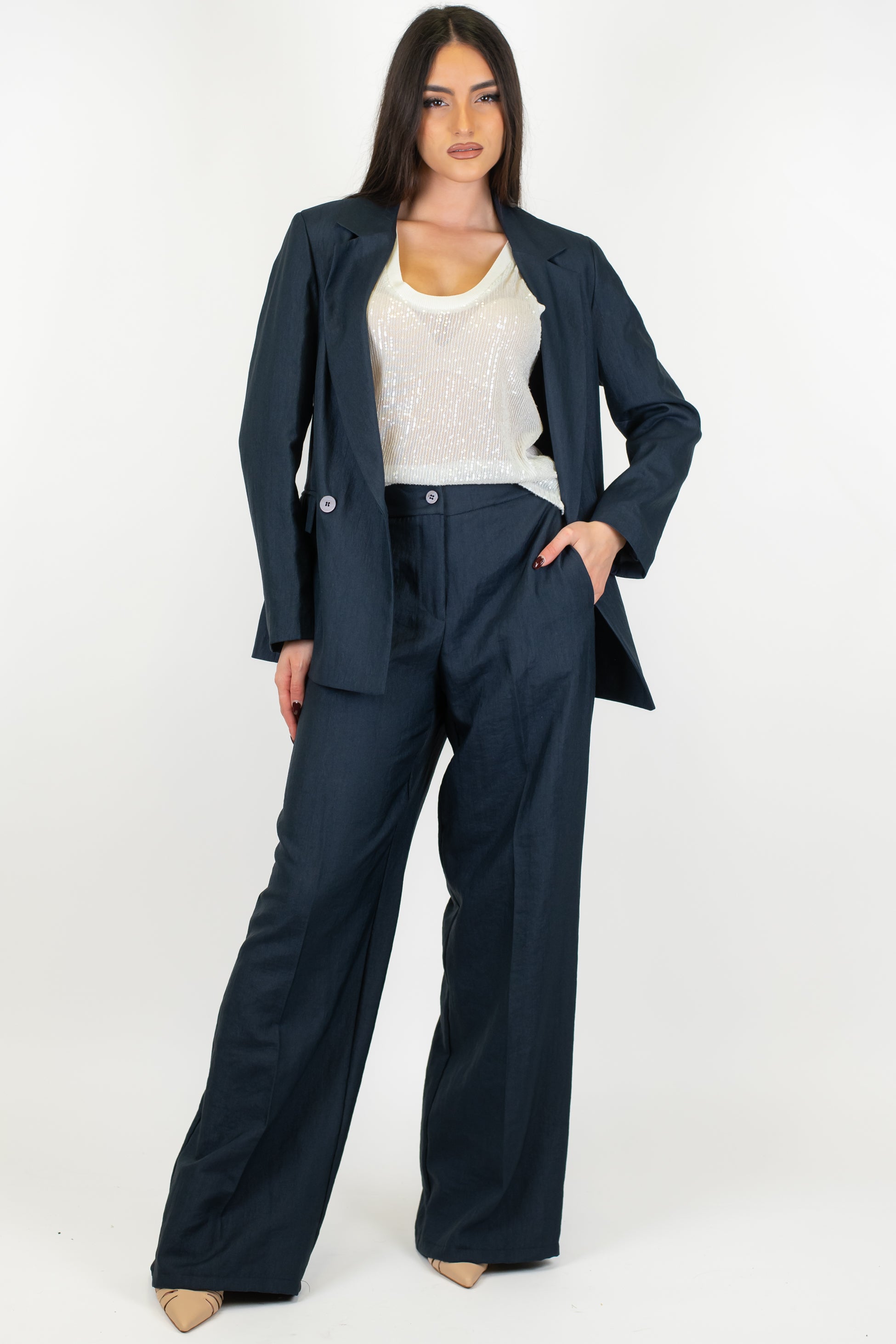 Motel - Pantalone palazzo con elastico sul retro