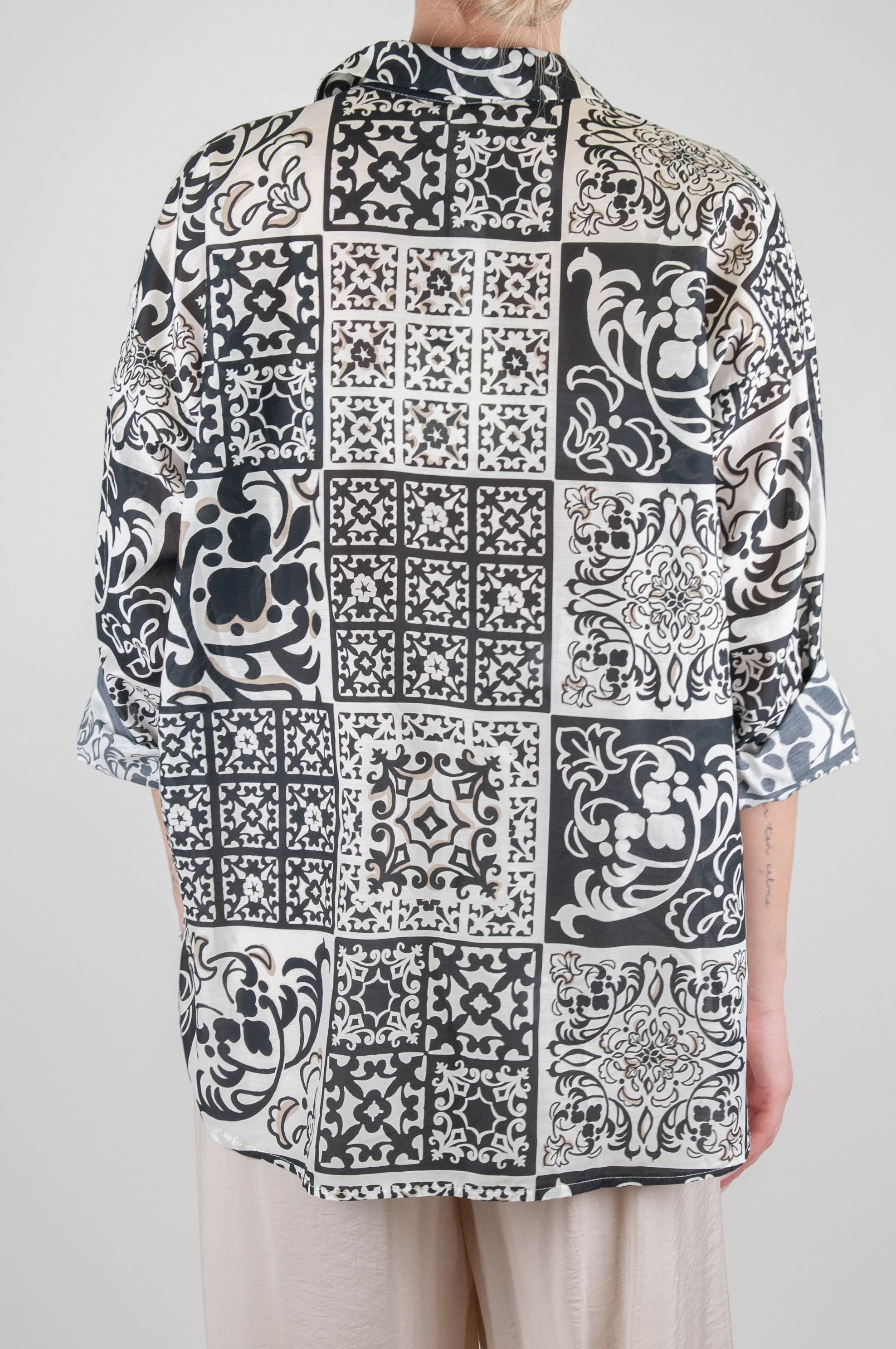 Tension in - Abstract patterned silk blend shirt