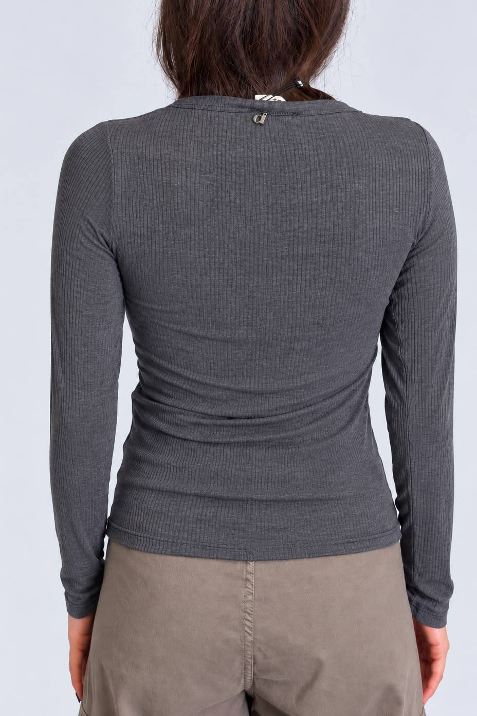Dixie - Maglia serafino a costine basic in misto cashmere
