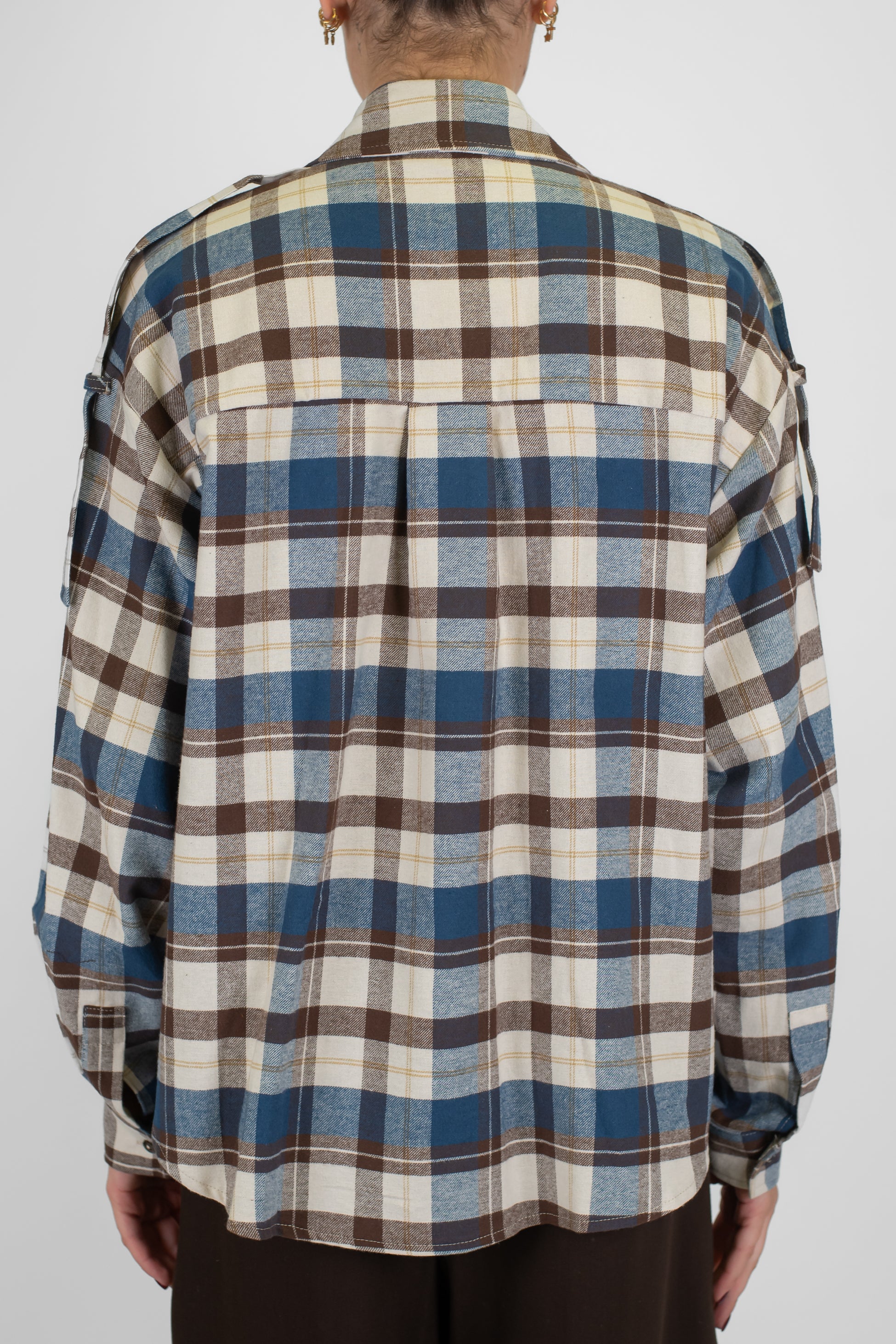 Motel - Camicia fantasia quadri con tasconi forntali