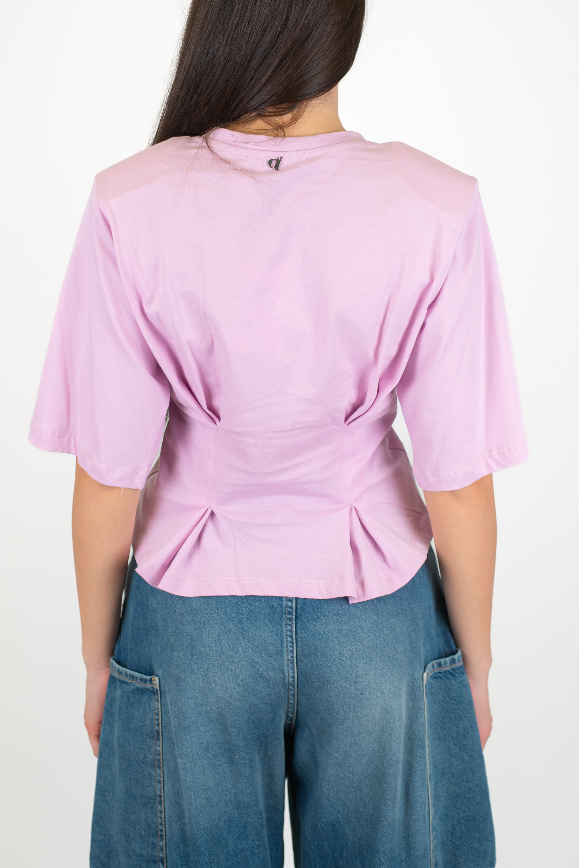Dixie - T-shirt crop con pinces e arriccio