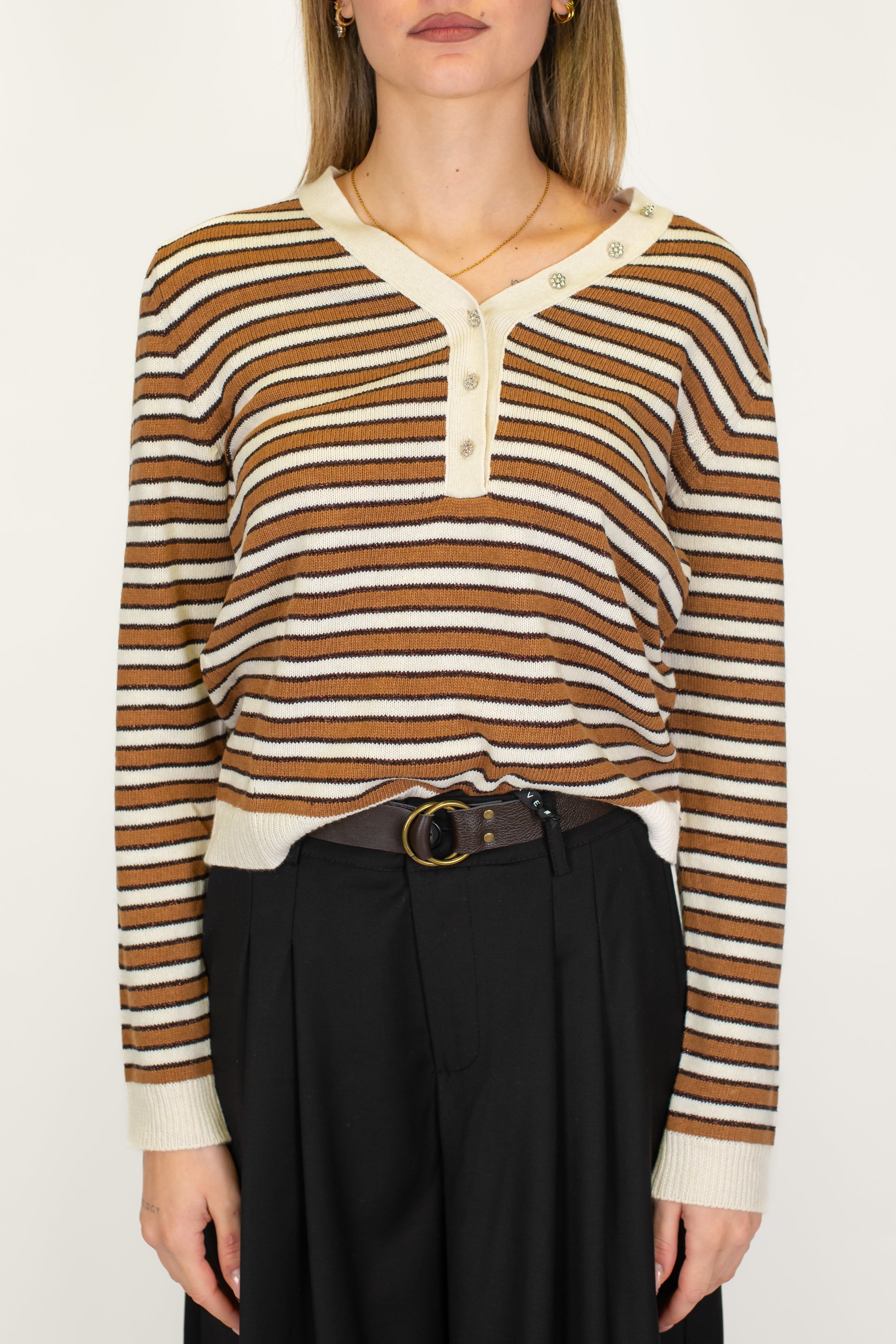 Motel - Maglia serafina in misto lana e lurex a righe