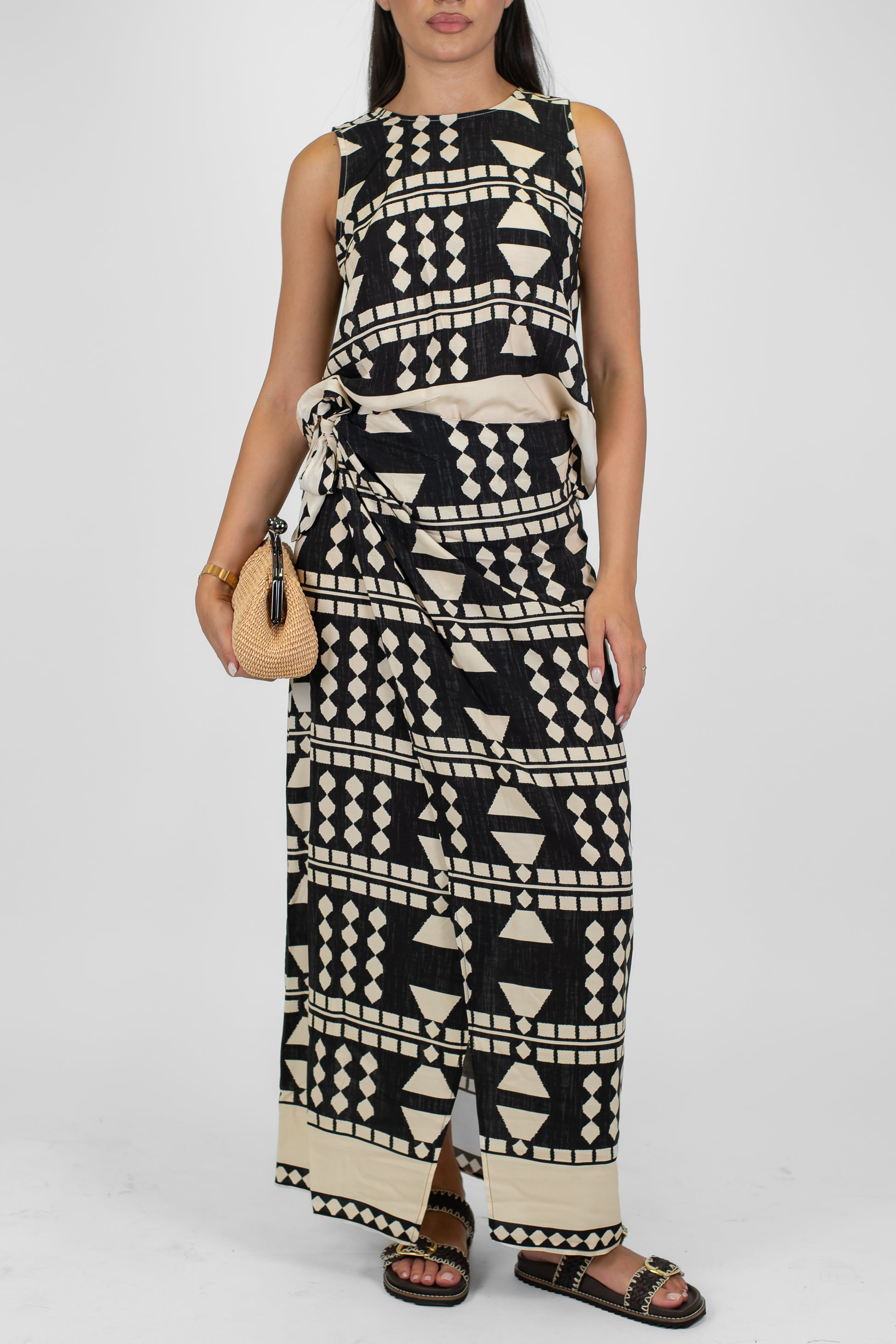 Haveone - Gona pareo a portafoglio fantasia geometrica in viscosa